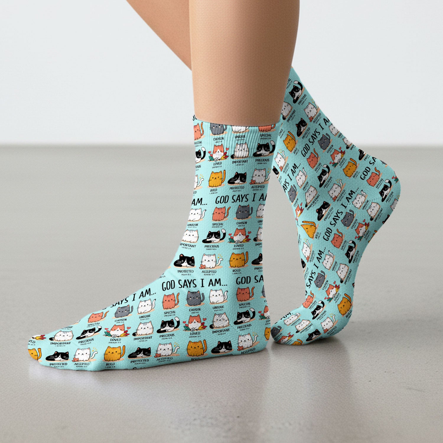 Cute Christian Cat God Says I Am Medical Socks, Breathable Fabrics Medical Uniform