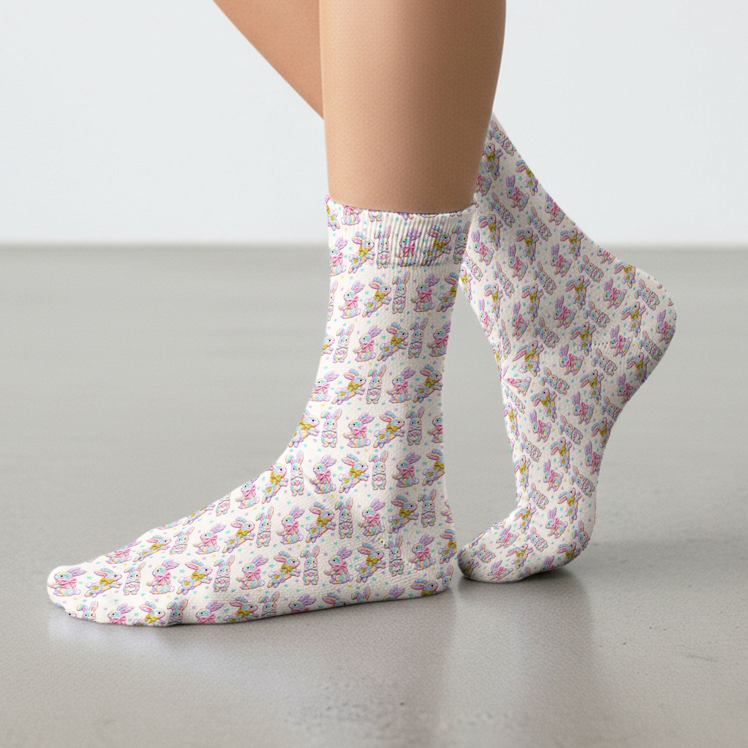 Cartoon Bunny All Over Print Medical Socks, Adult Socks for Men and Women