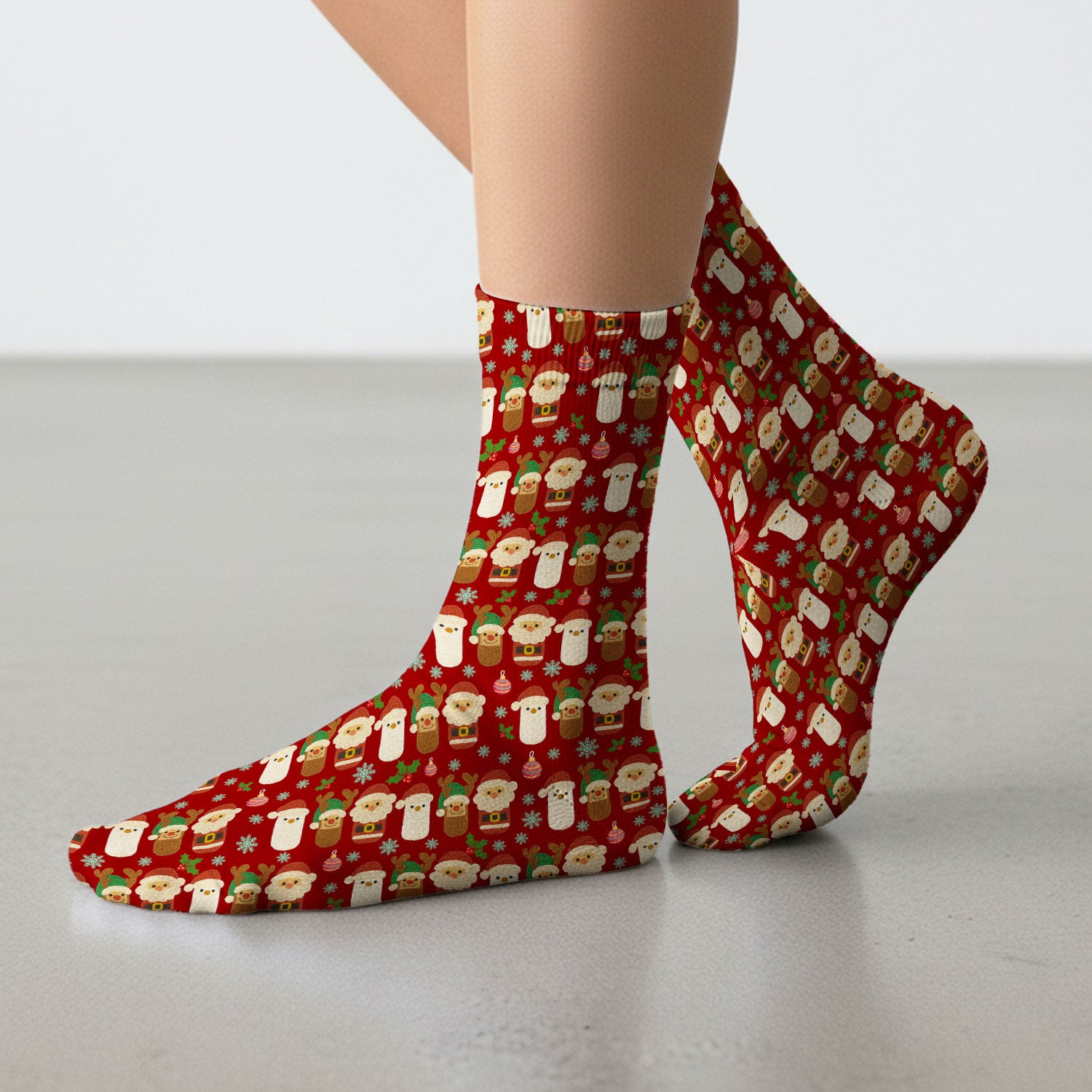 Christmas Santa Reindeer Snowman Socks for Nurse Doctor - Holiday Chill Pill Adult Socks for Men and Women