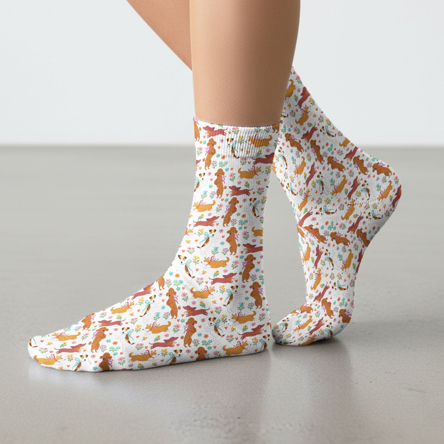 Cute Cartoon Dog Print Medical Socks, Socks for Nurse Doctor