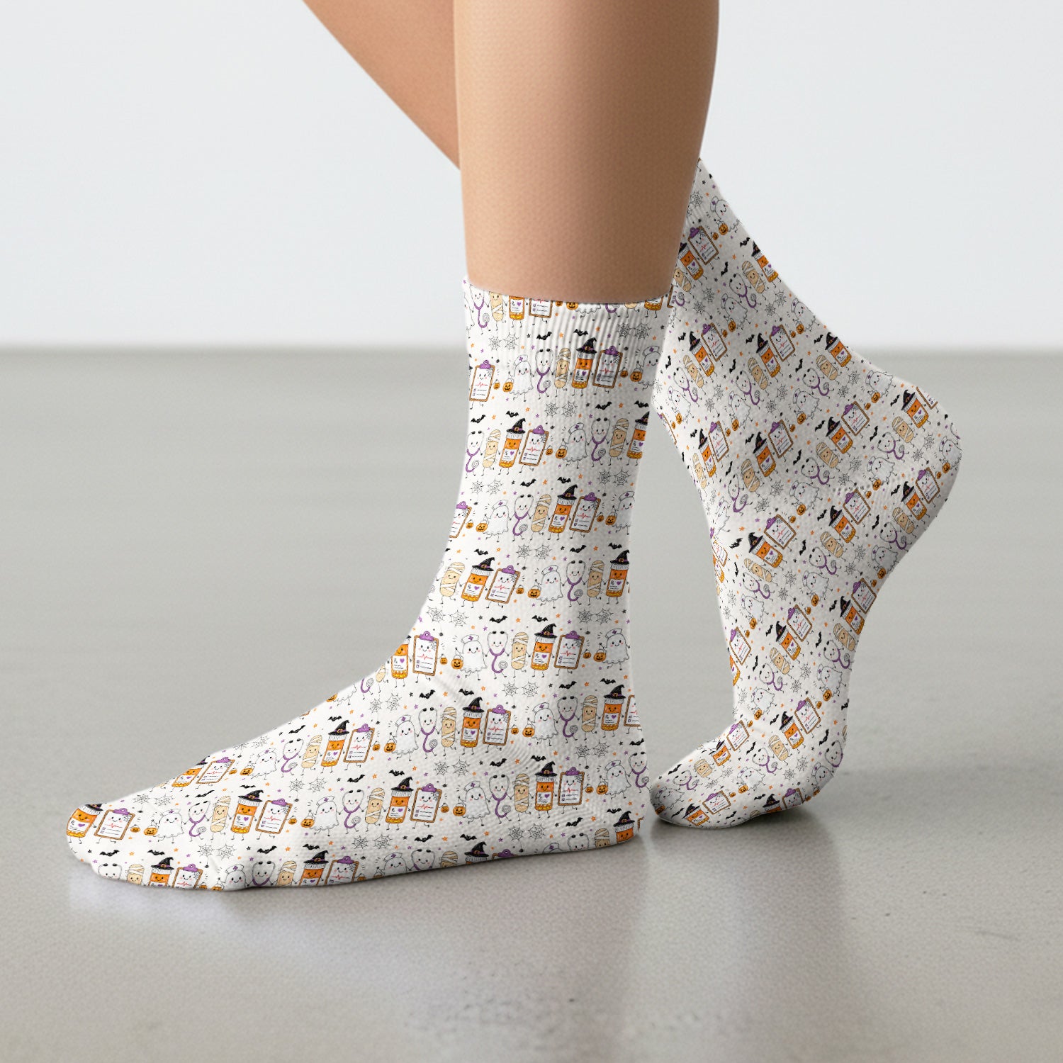 Halloween Medical Characters Print Socks, Adult Socks for Men and Women