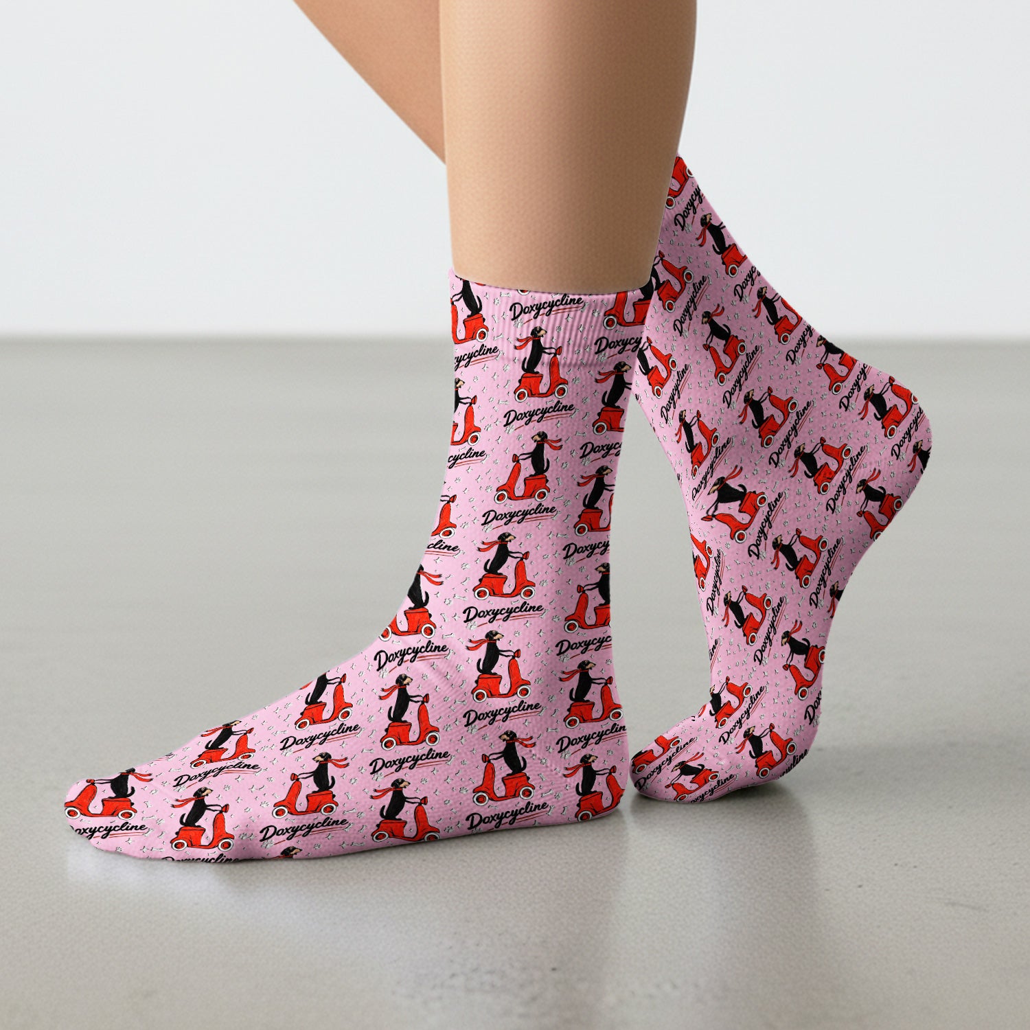 Funny Dachshund Riding Scooter Doxycycline Socks, Socks for Nurse Doctor