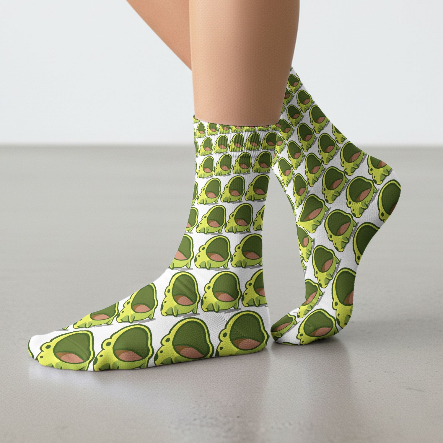Cute Green Frog Cartoon Pattern Socks, Adult Socks for Men and Women