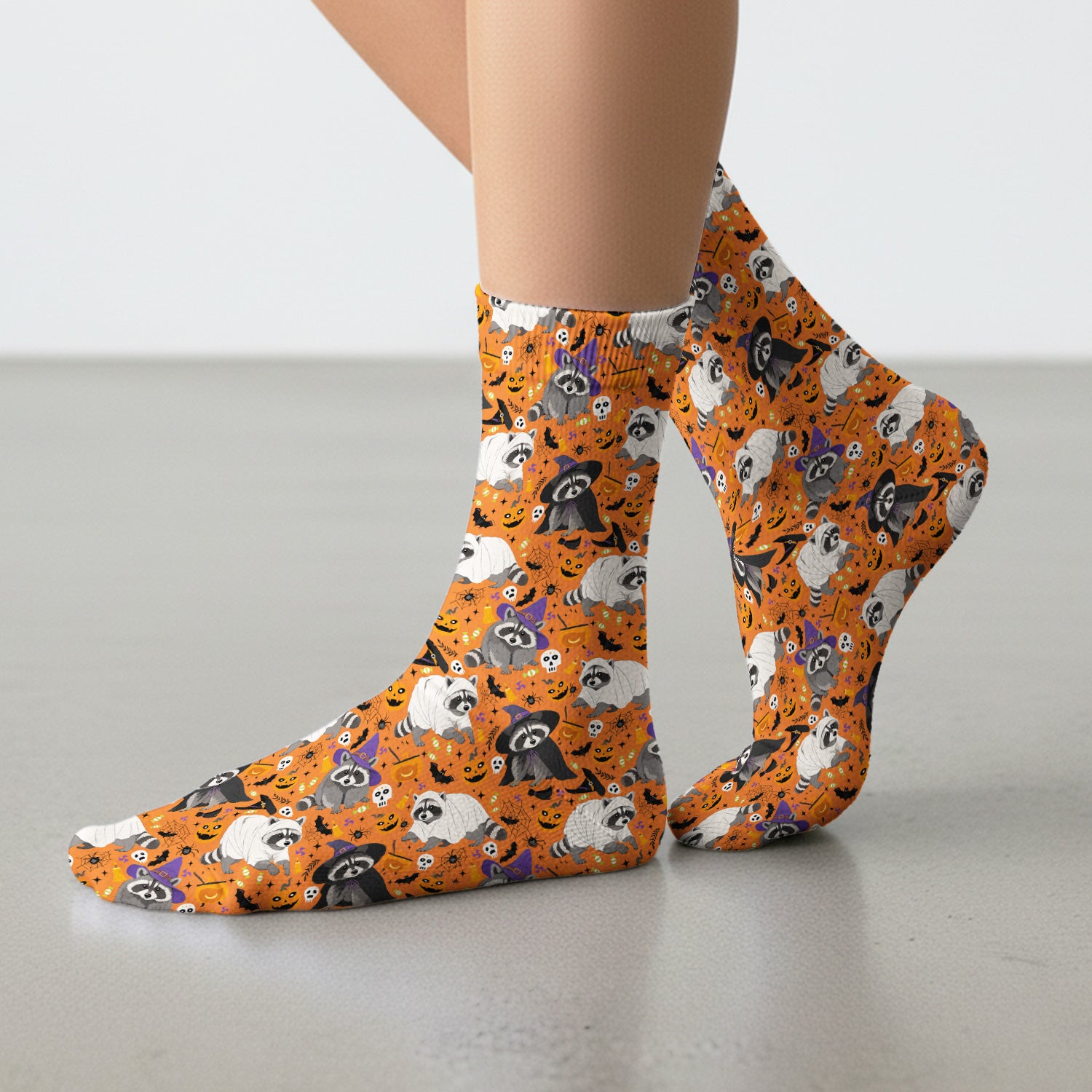 Cute Halloween Raccoon Costumes Print Socks, Adult Socks for Men and Women