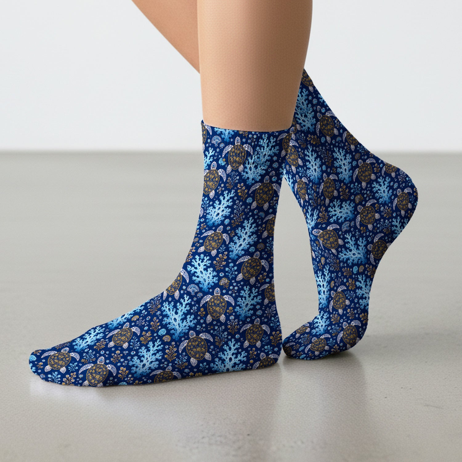 Ocean Turtle Coral Nurse Pattern Socks, Adult Socks for Men and Women