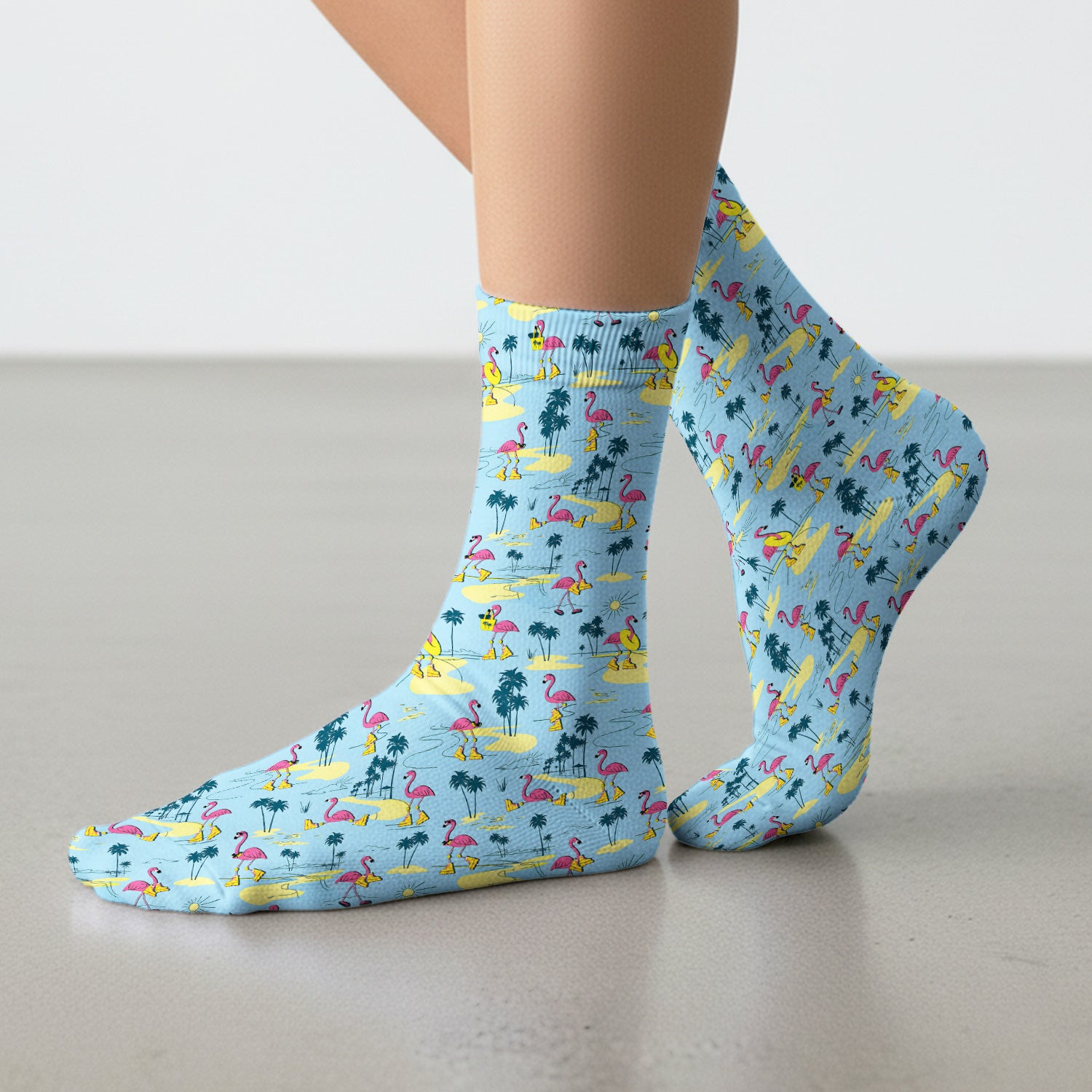 Retro Flamingo Nurse Print Socks, Adult Socks for Men and Women