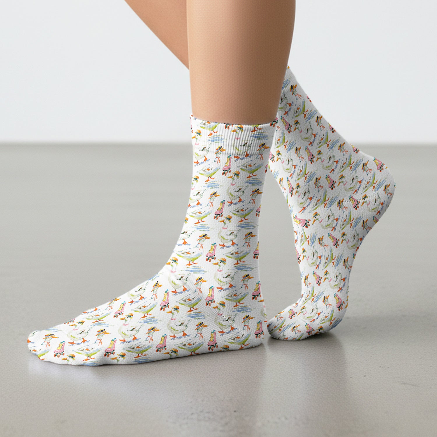 Roller Skating Goose Nurse Pattern Socks, Adult Socks for Men and Women