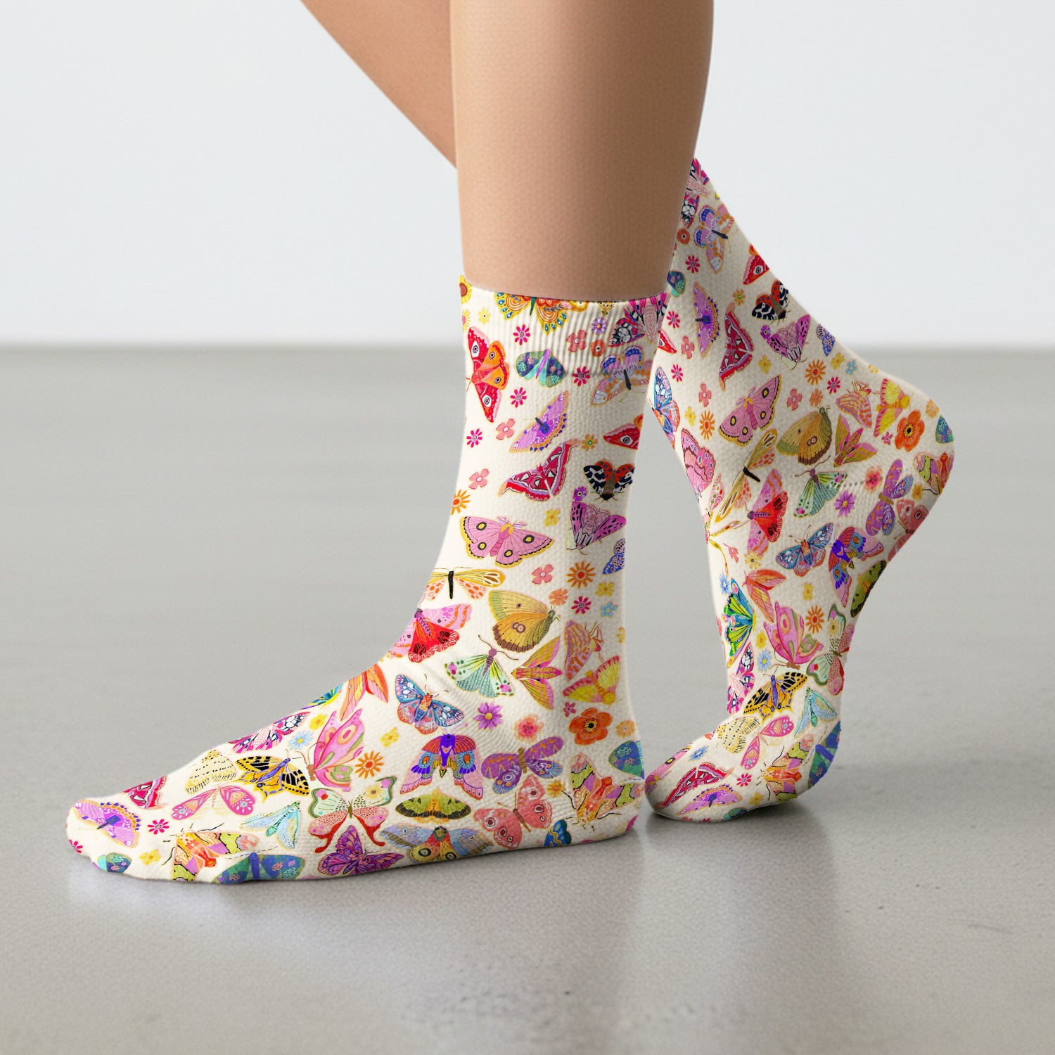 Colorful Butterfly Floral Pattern Nurse Socks, Socks for Nurse Doctor