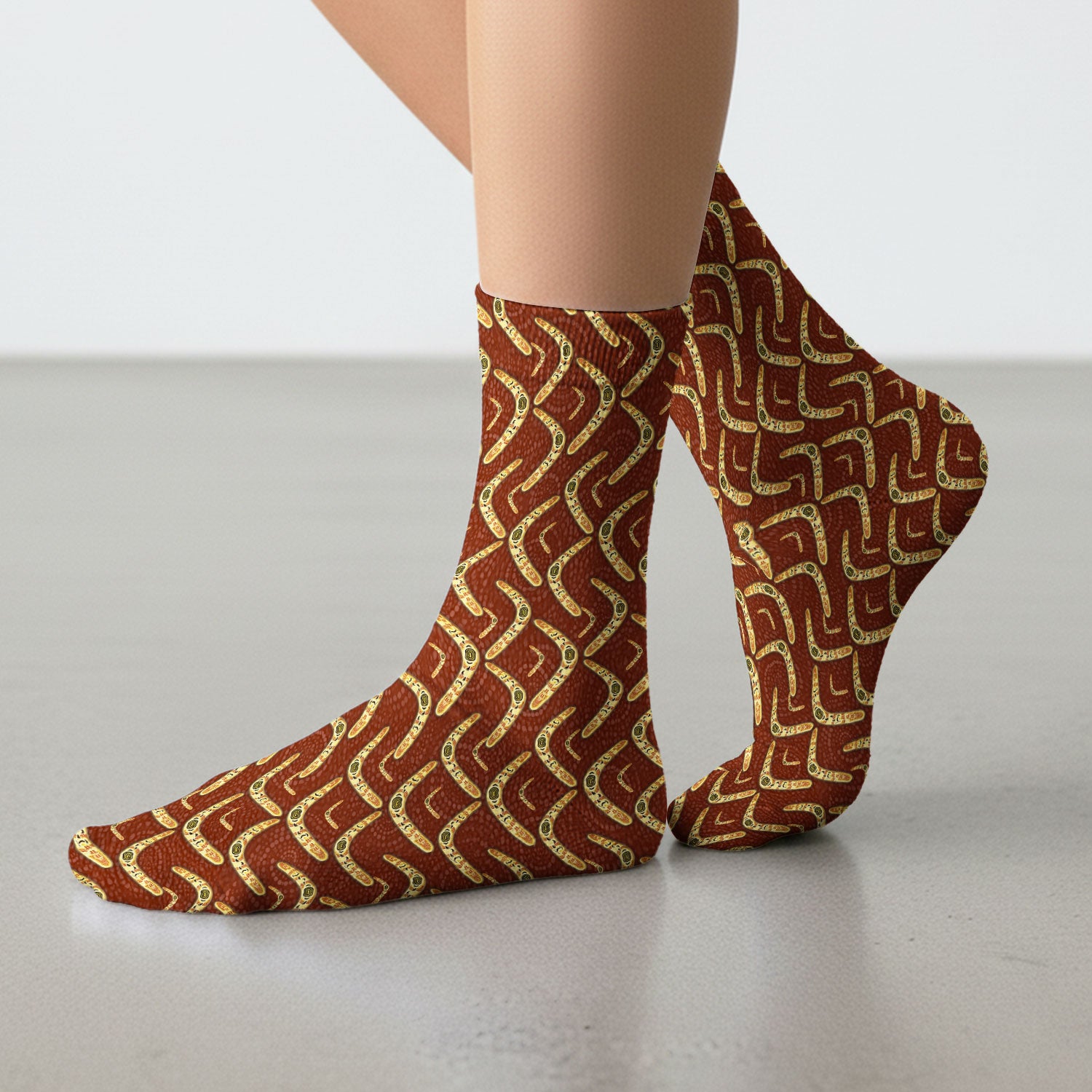 Aboriginal Boomerang Pattern Medical Socks, Breathable Fabrics Medical Uniform