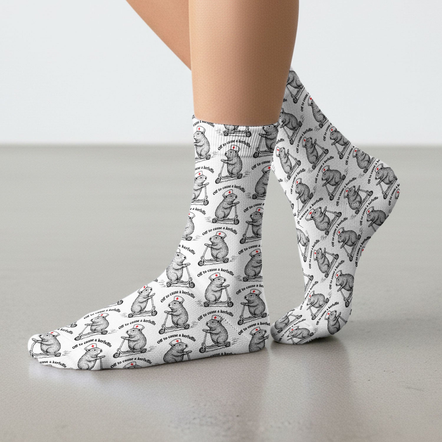 Funny Nurse Mouse Scooter Print Medical Socks, Socks for Nurse Doctor Adults