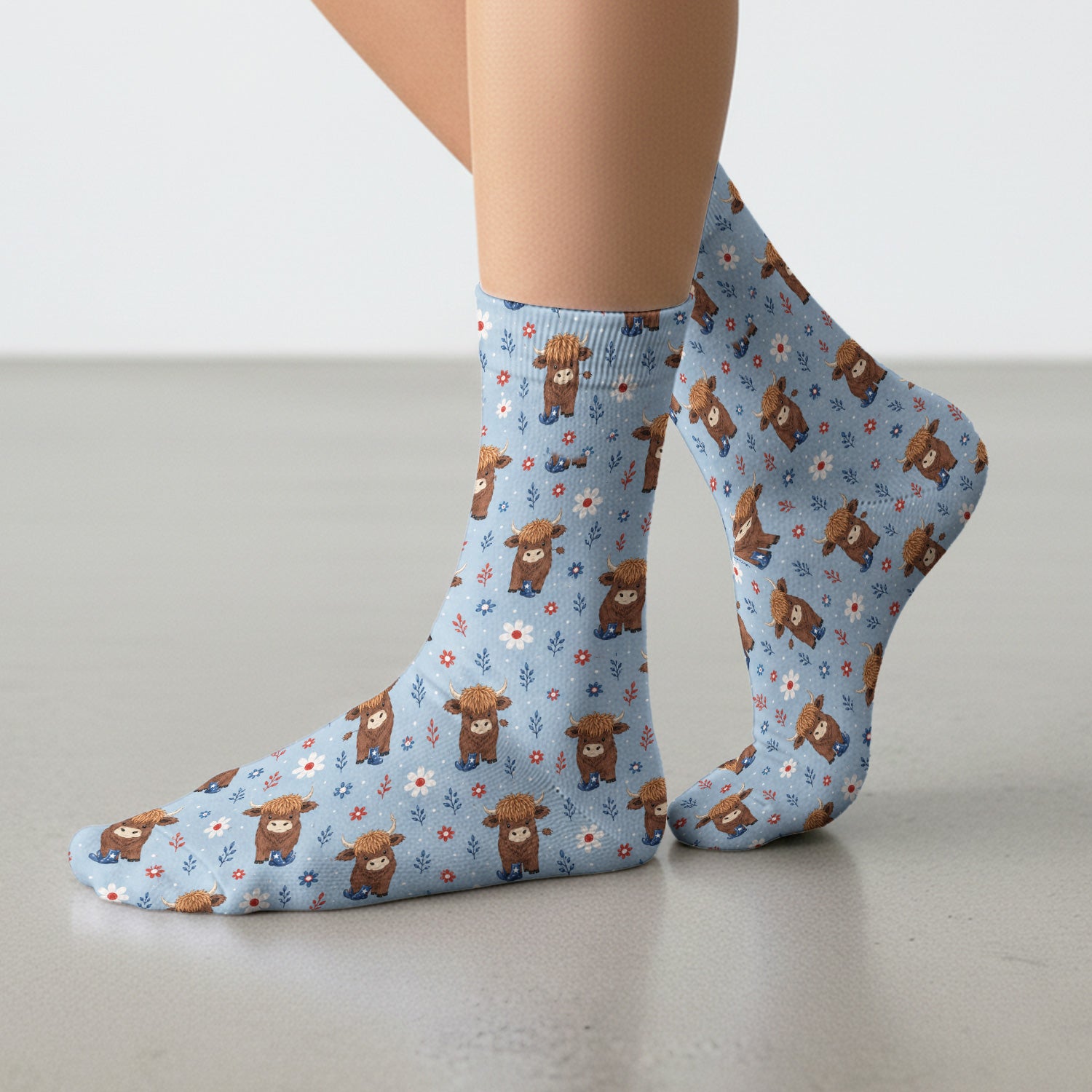 Floral Cowboy Boots Pattern Socks, Adult Socks for Men and Women