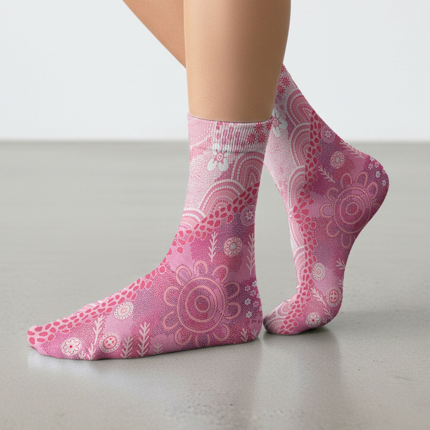 Floral Mandala Dot Pattern Medical Sock, Socks for Nurse Doctor Adults