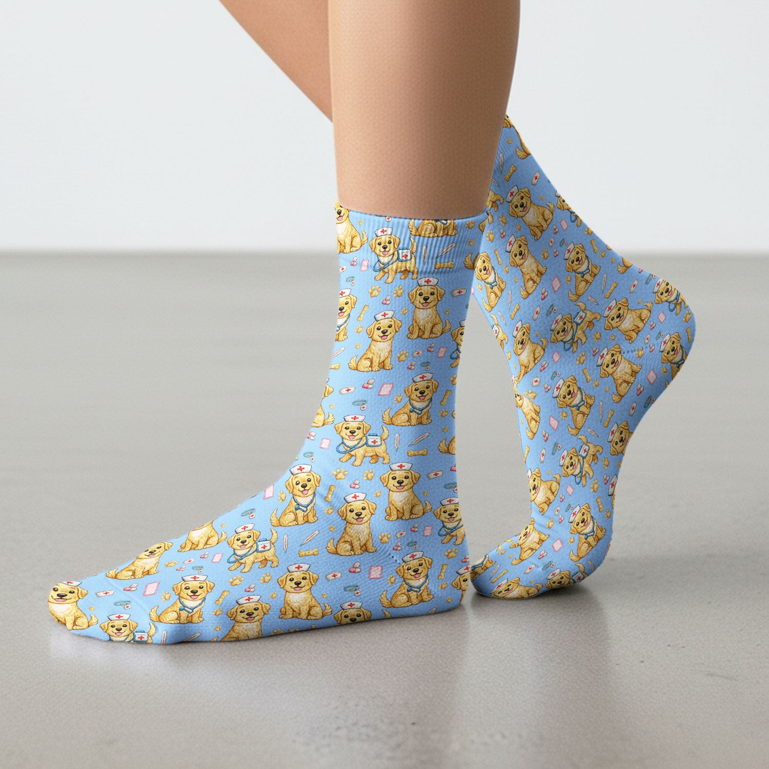 Cute Puppy Nurse Medical Print Medical Socks, Socks for Nurse Doctor