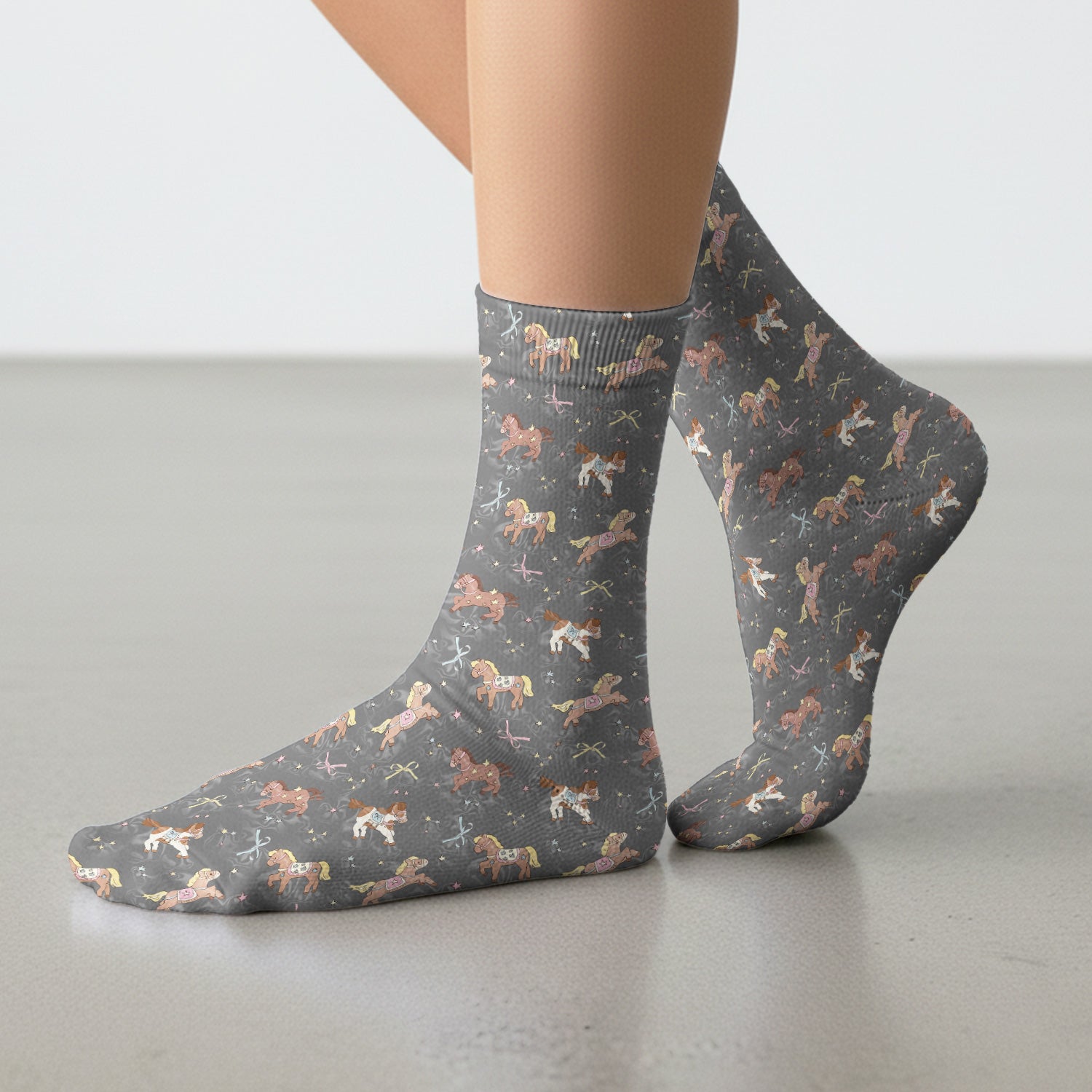 Cute Pony Star Pattern Socks, Breathable Fabrics Medical Uniform