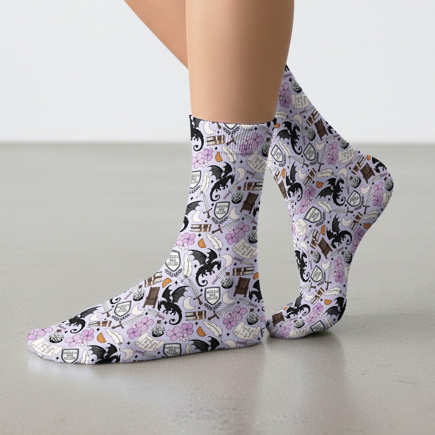 Spooky Gothic Fantasy Dragon Pattern Socks, Adult Socks for Men and Women