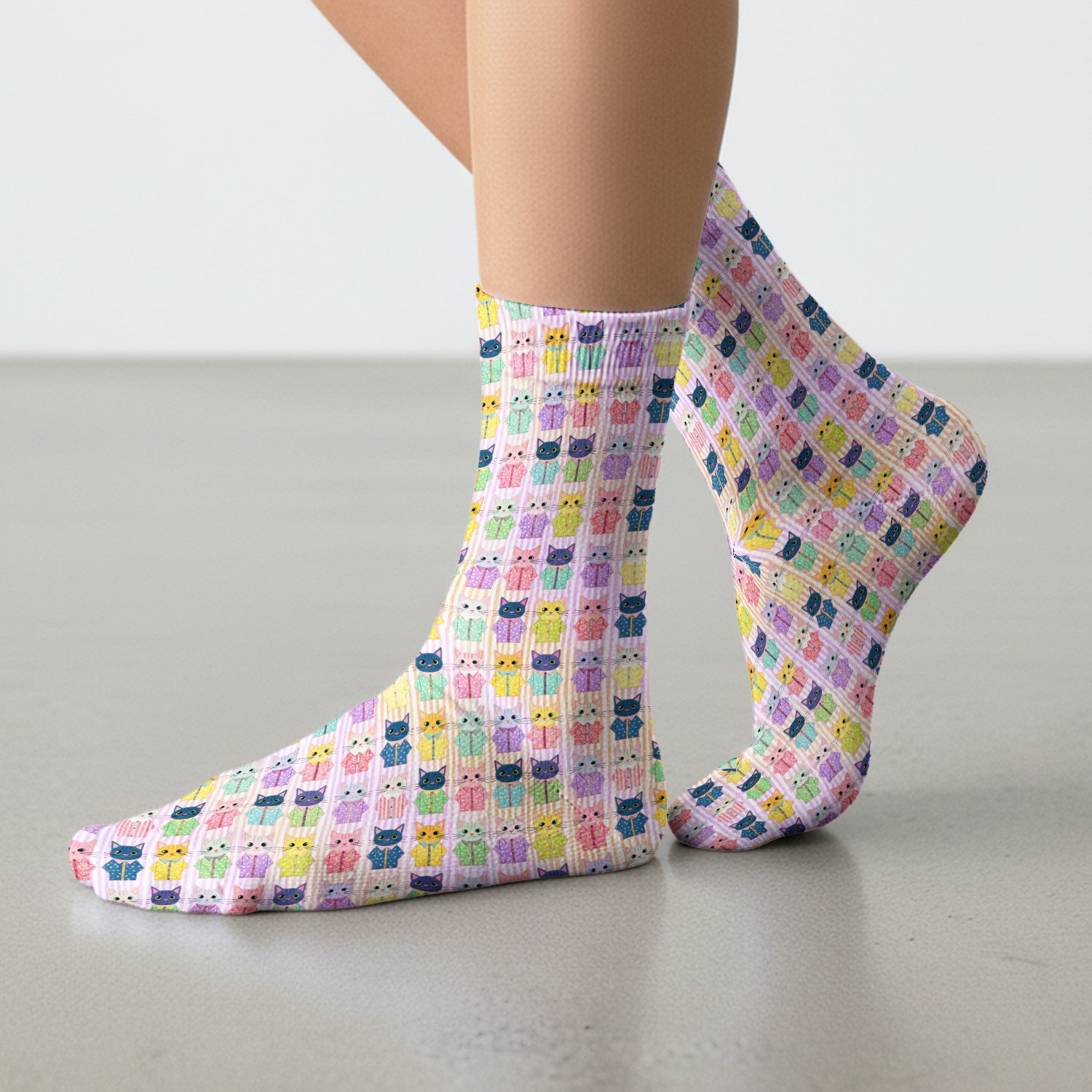 Cute Cat Pajama Pattern Socks, Funny Medical Staff Socks
