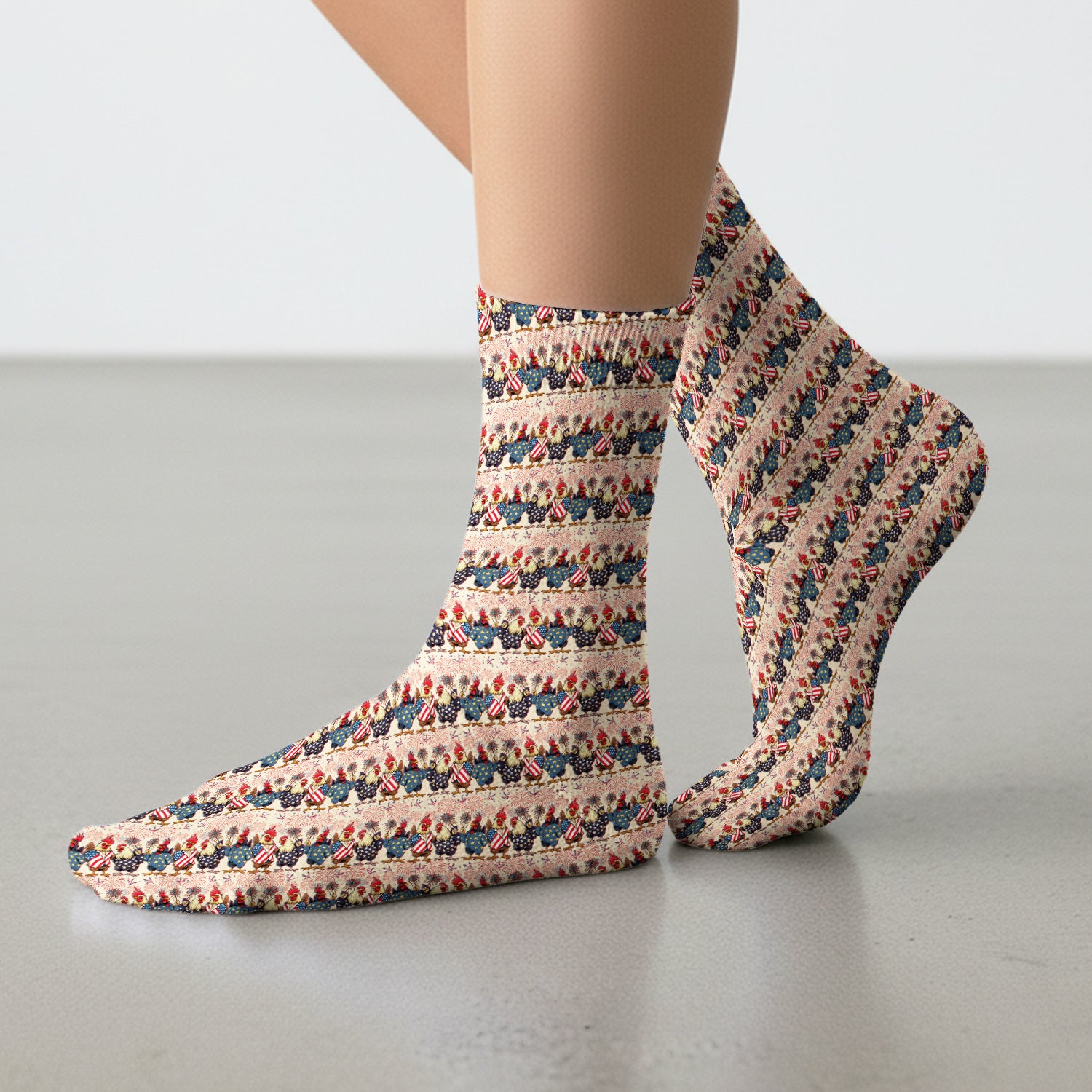 Patriotic Rooster Fireworks Pattern Socks, Breathable Fabrics Medical Uniform