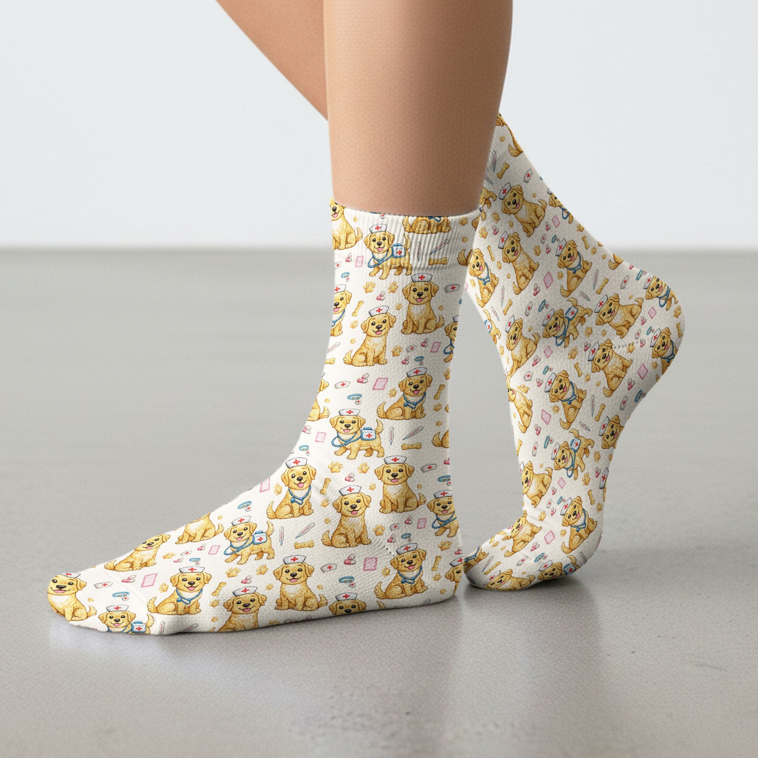 Cute Puppy Nurse Medical Print Medical Socks, Socks for Nurse Doctor