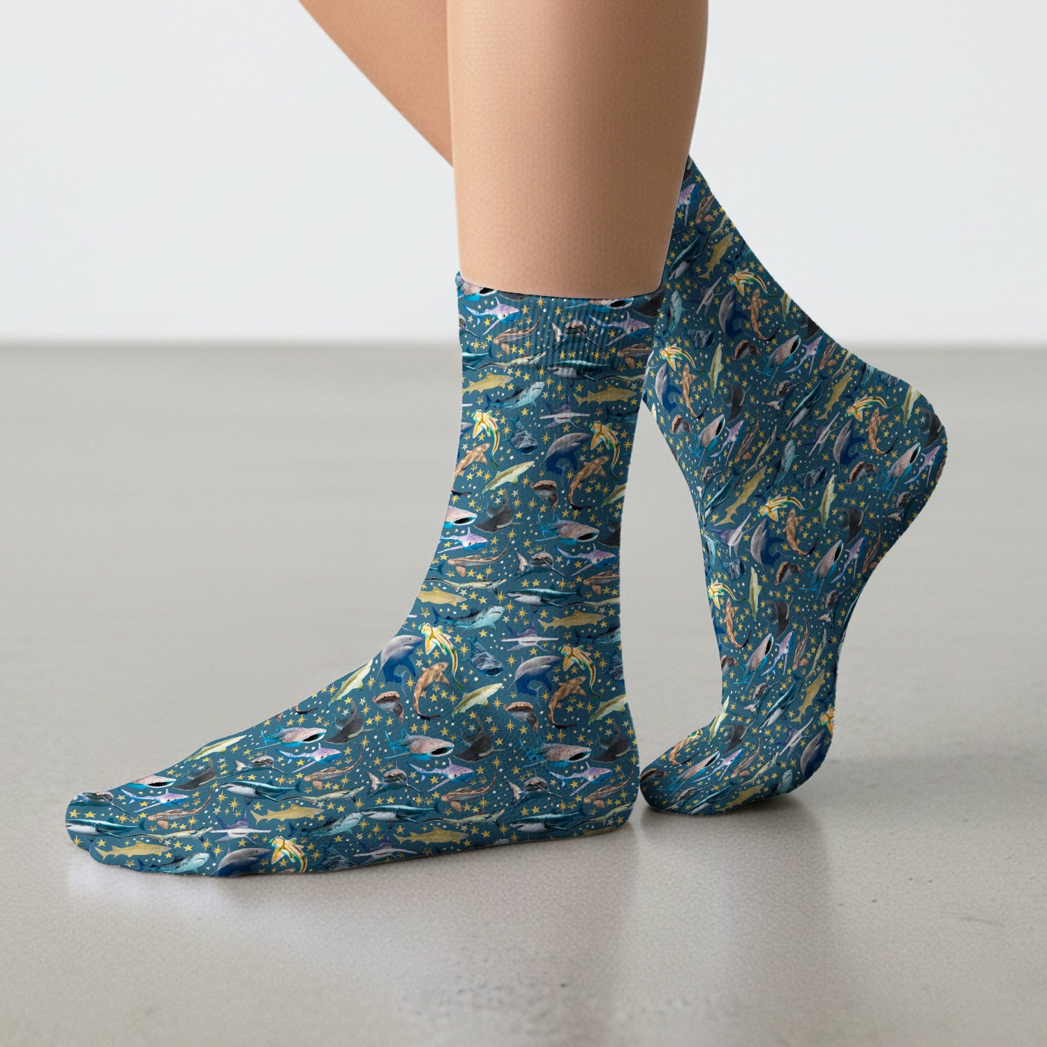 Colorful Shark Ocean Pattern Socks, Socks for Nurse Doctor