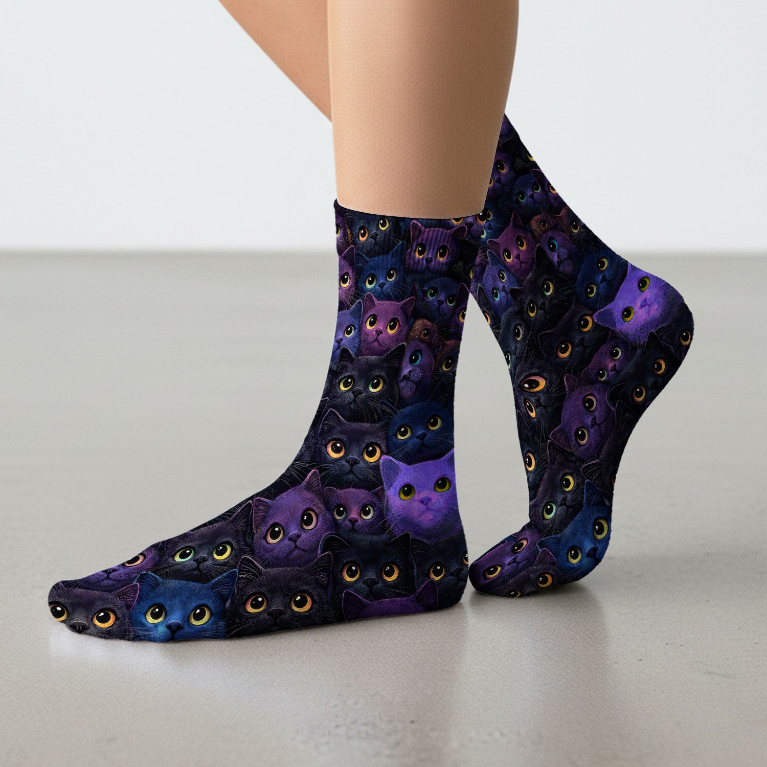 Cute Cat Eyes Medical Pattern Socks for Nurses, Adult Socks for Men and Women