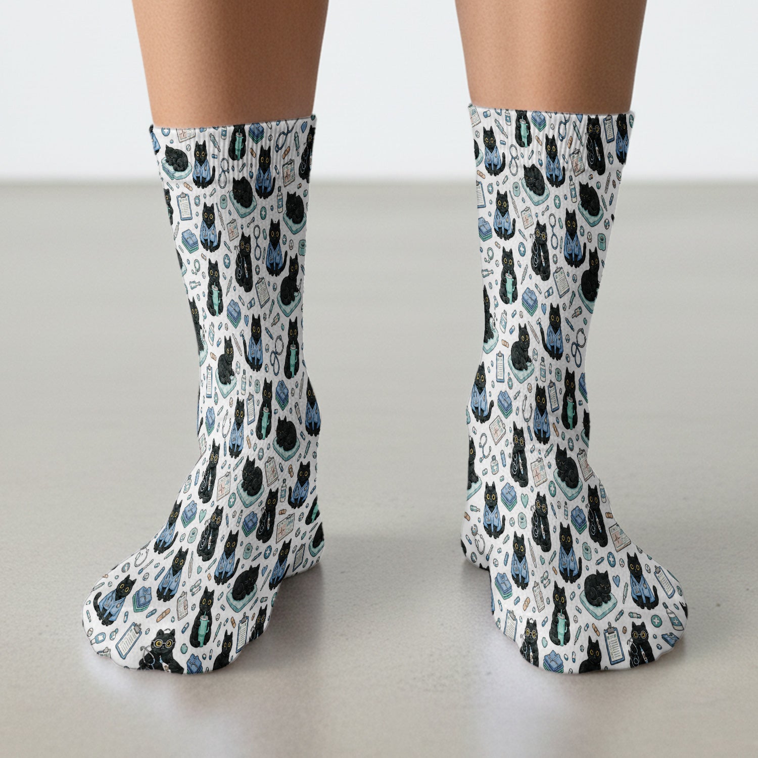 Black Cat Clinic Socks, Adult Socks for Men and Women