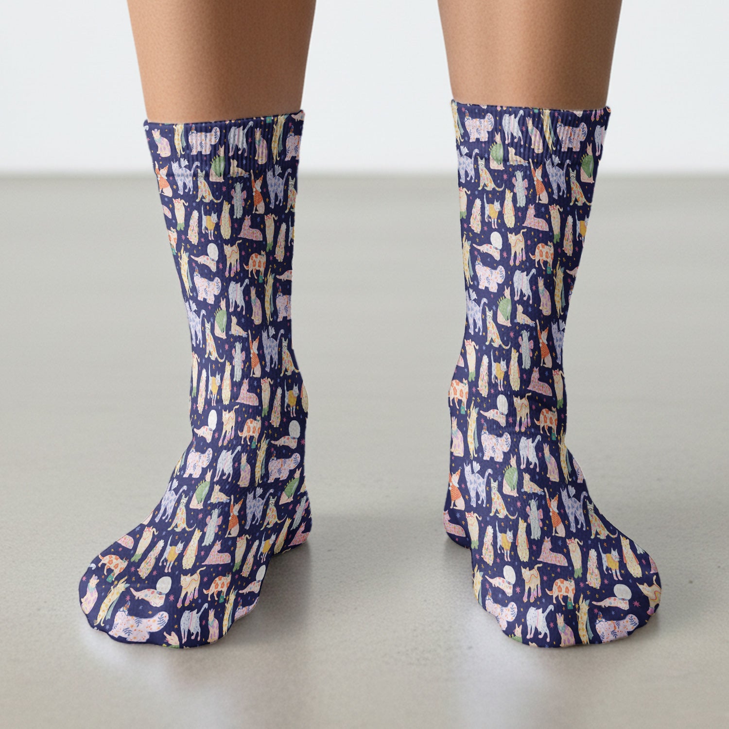 Cute Colorful Cats Pattern Socks, Socks for Nurse Doctor