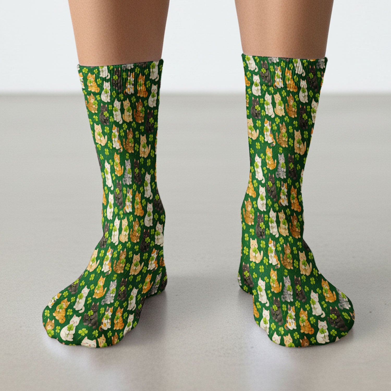 Funny St. Patrick’s Black Cat Nurse Scrub Socks, Comfortable Uniform Scrubs For Nursing