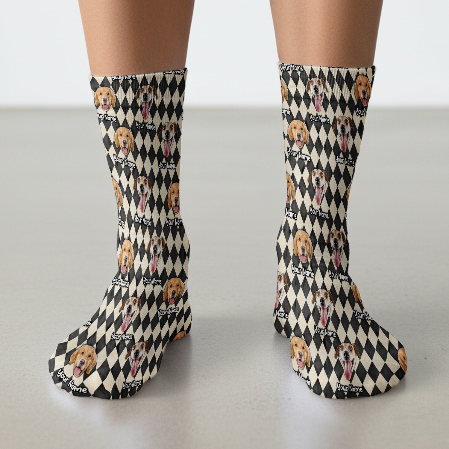 Personalized Pet Portrait Argyle Socks, Adult Socks for Men and Women