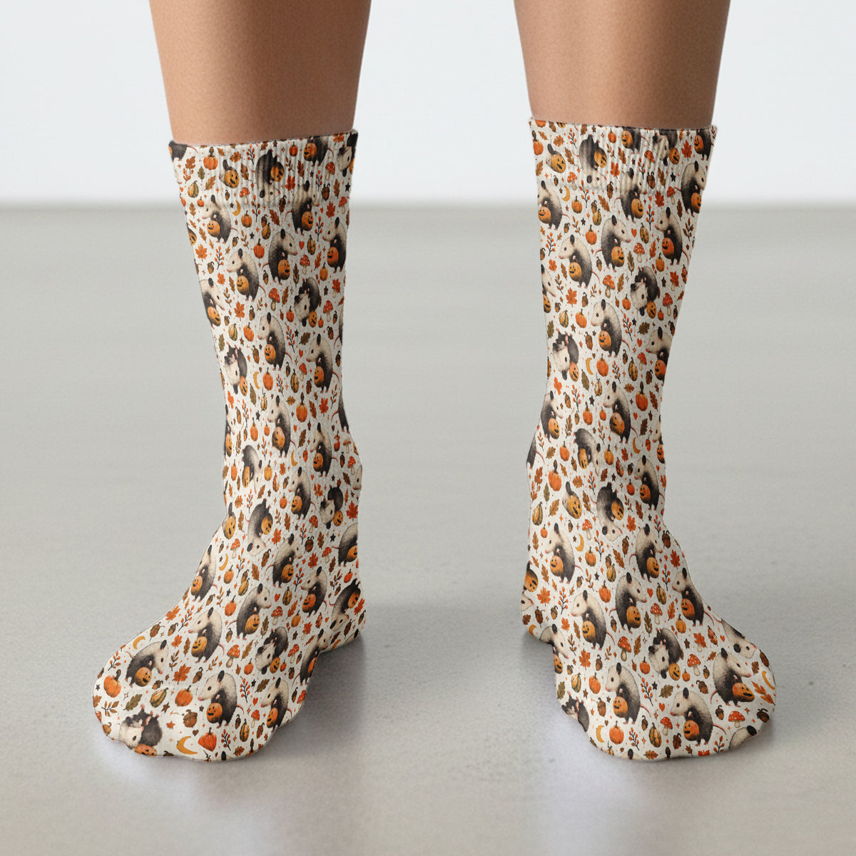 Halloween Opossum Pumpkin Patch Pattern Socks, Adult Socks for Men and Women