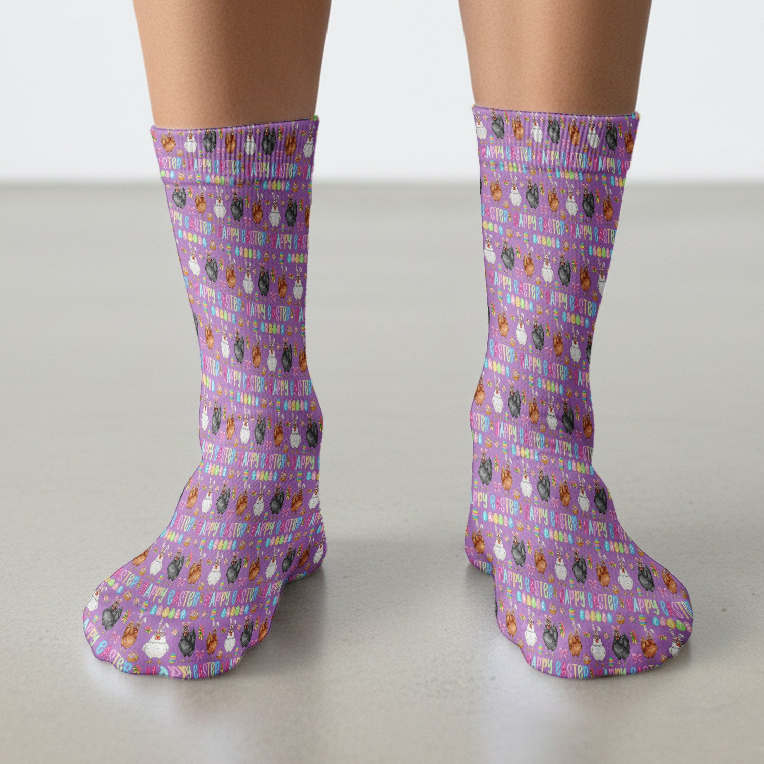 Happy Easter Bunny Eggs Pattern Socks, Adult Socks for Men and Women
