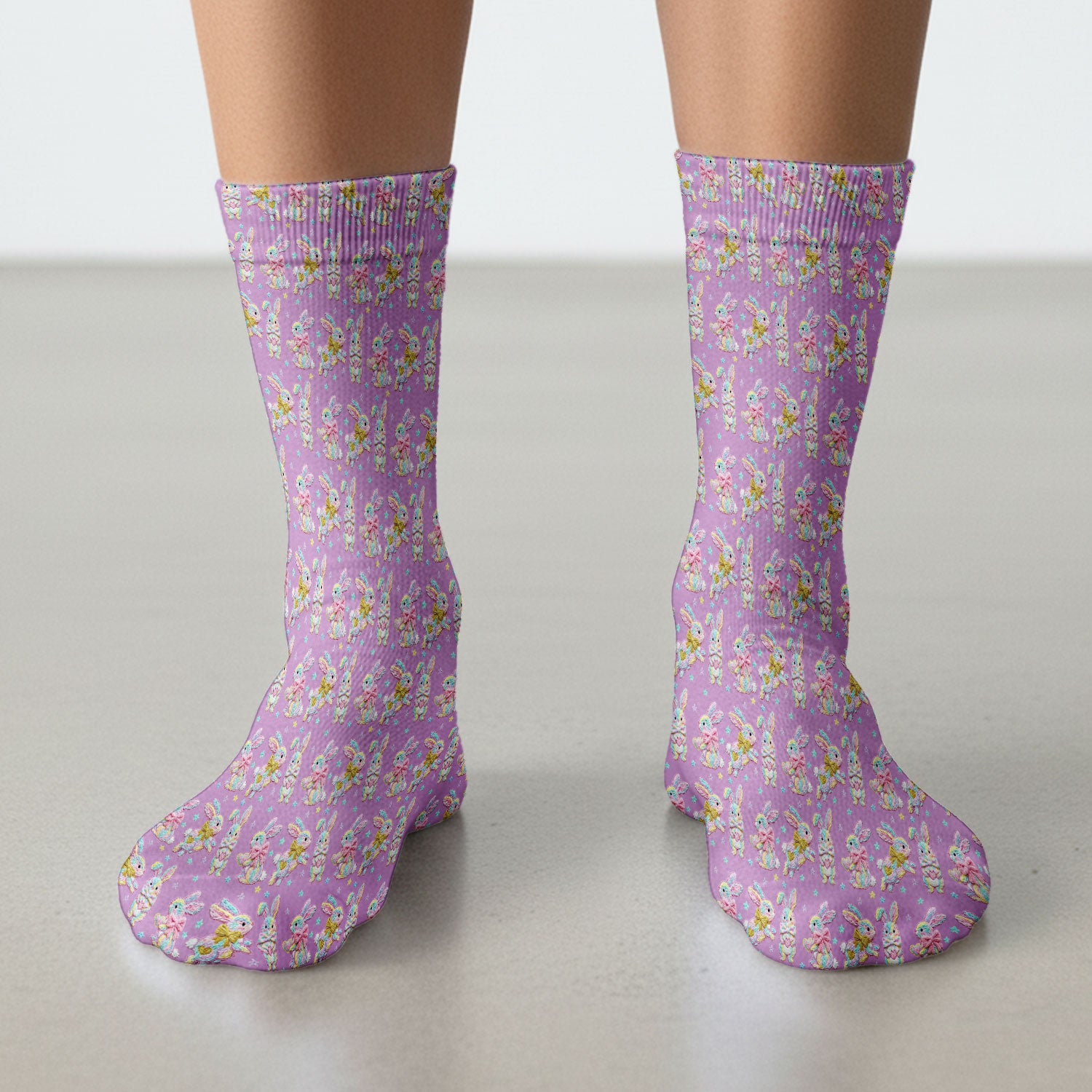 Cartoon Bunny All Over Print Medical Socks, Adult Socks for Men and Women