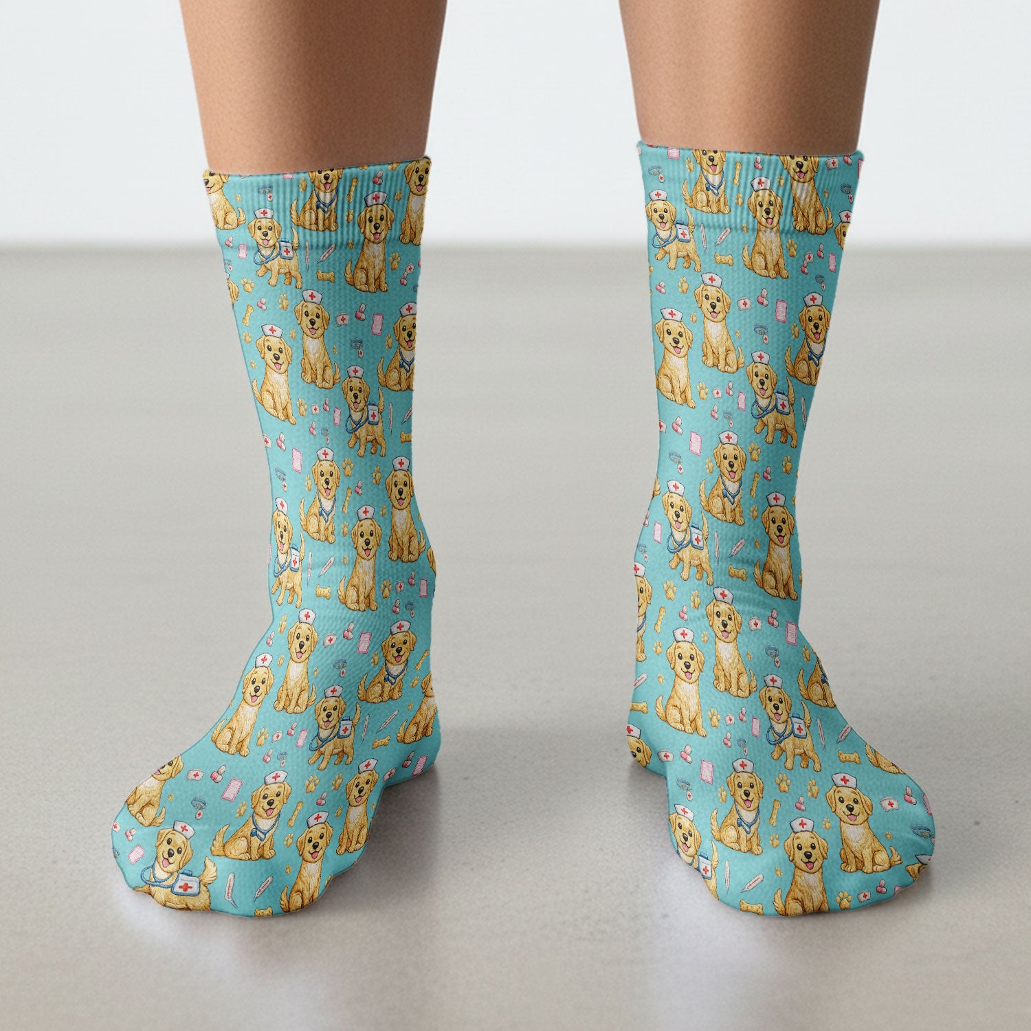 Cute Puppy Nurse Medical Print Medical Socks, Socks for Nurse Doctor