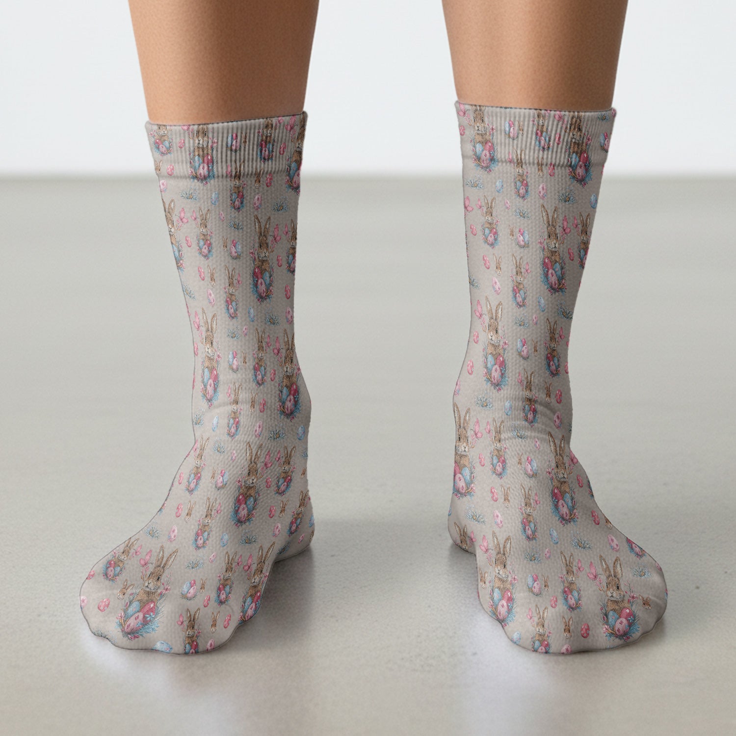 Pastel Easter Bunny Nest Pattern Socks, Socks for Nurse Doctor