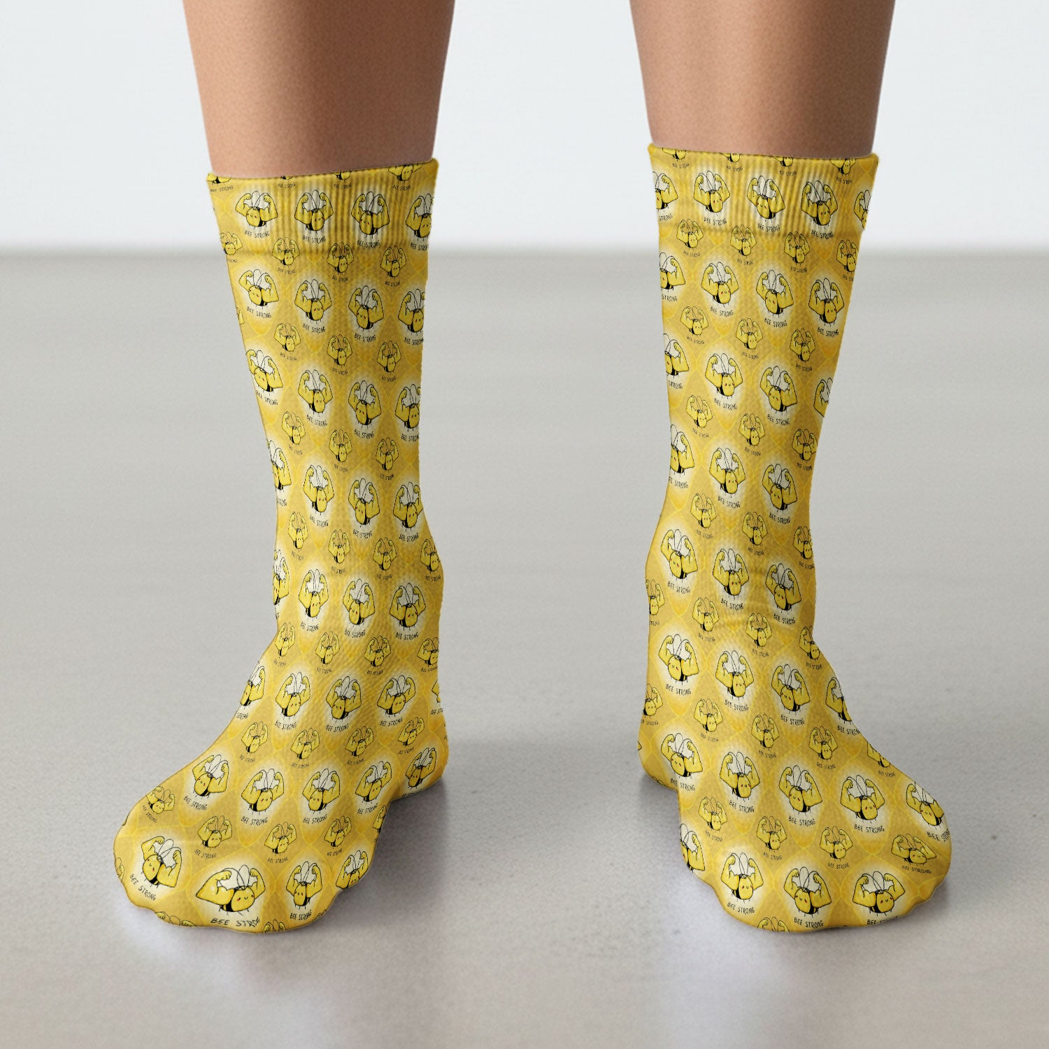 Bee Strong Honey Bee Pattern Print Socks, Socks for Nurse Doctor