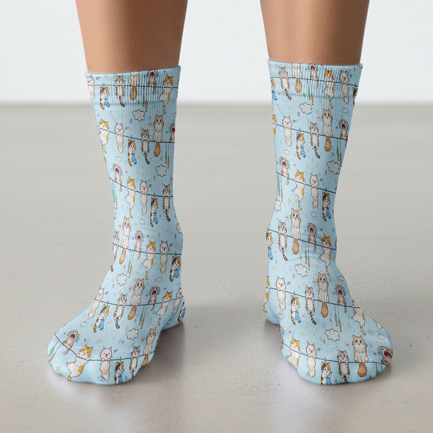 Funny Cats With Cute Expressions Pattern Socks, Adult Socks for Men and Women