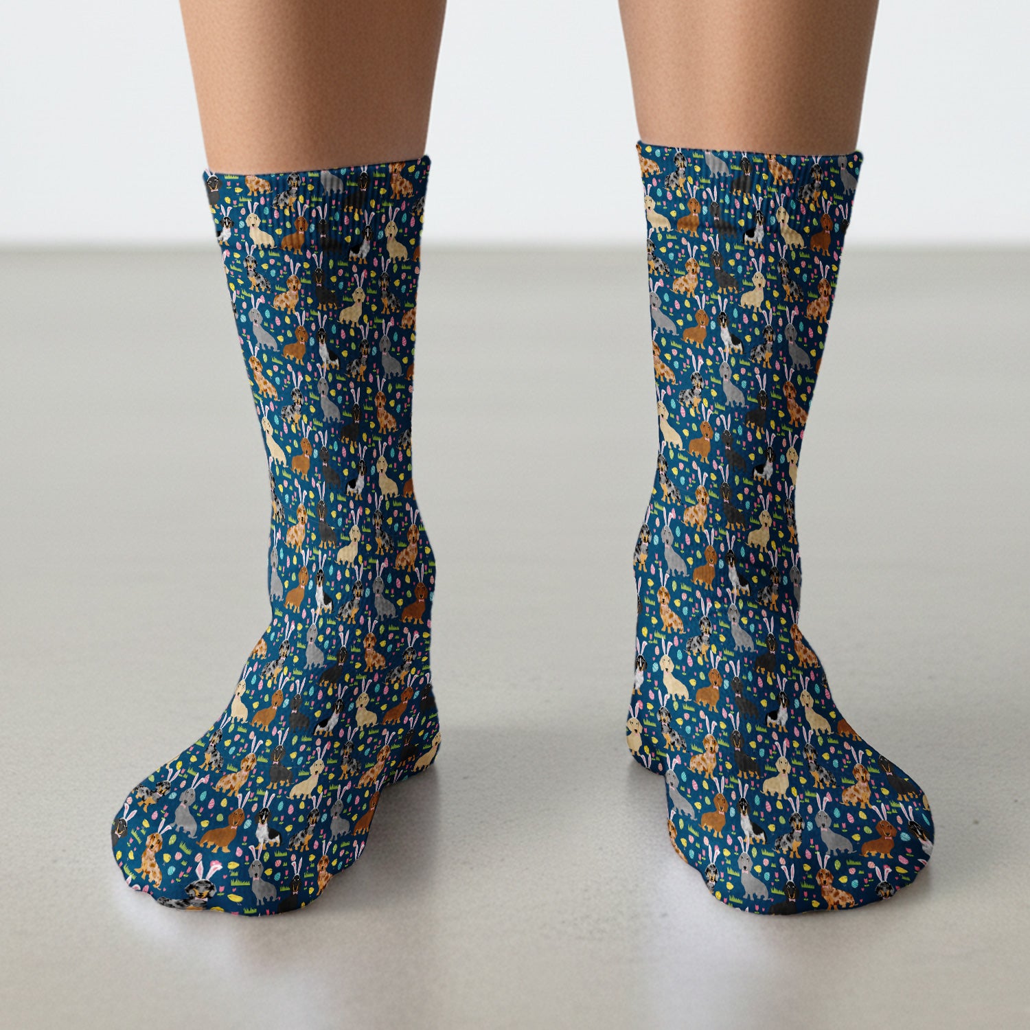 Easter Dachshund Dog Pattern Socks, Socks for Nurse Doctor