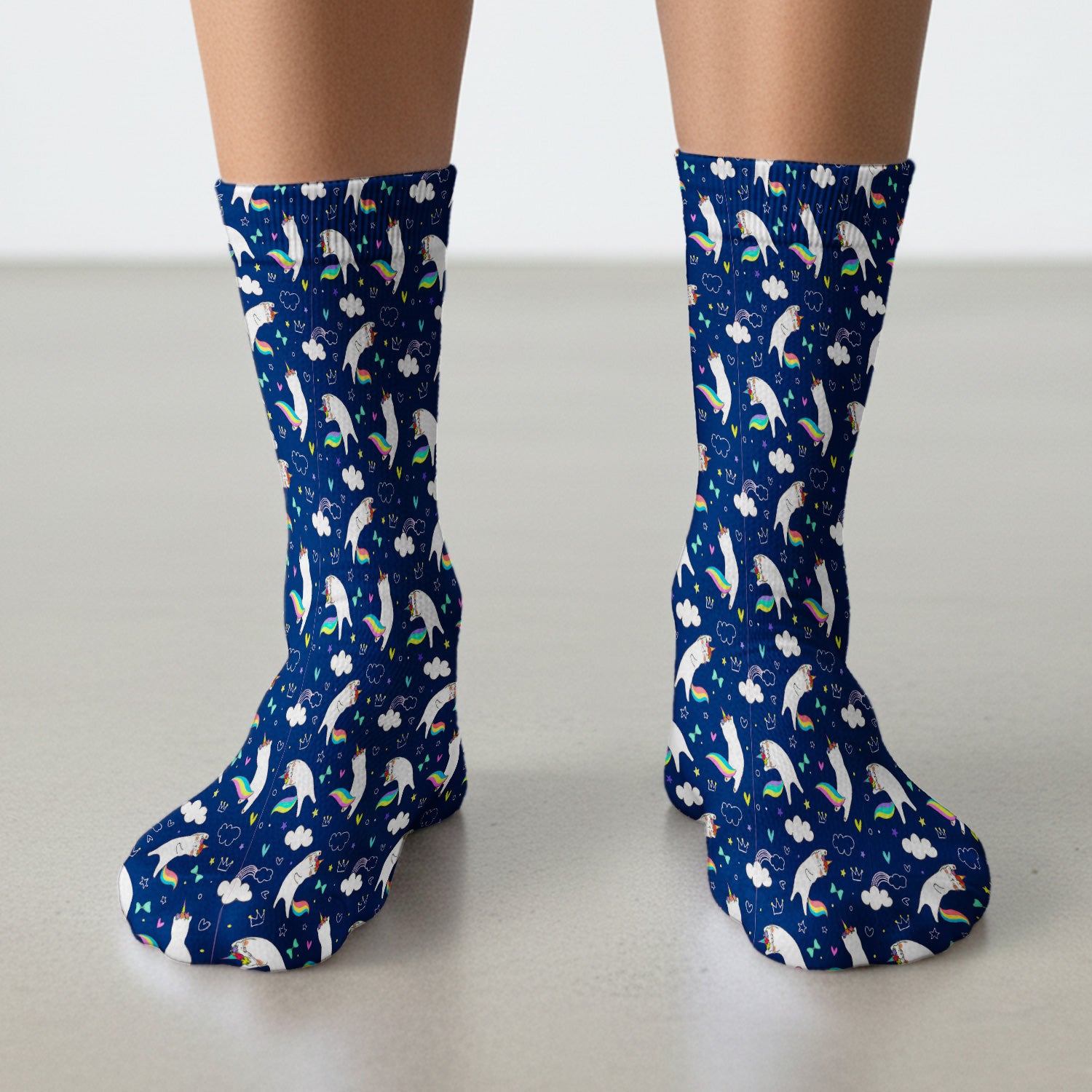 Unicorn Cat With Rainbow Tail Clouds Socks, Breathable Fabrics Medical Uniform