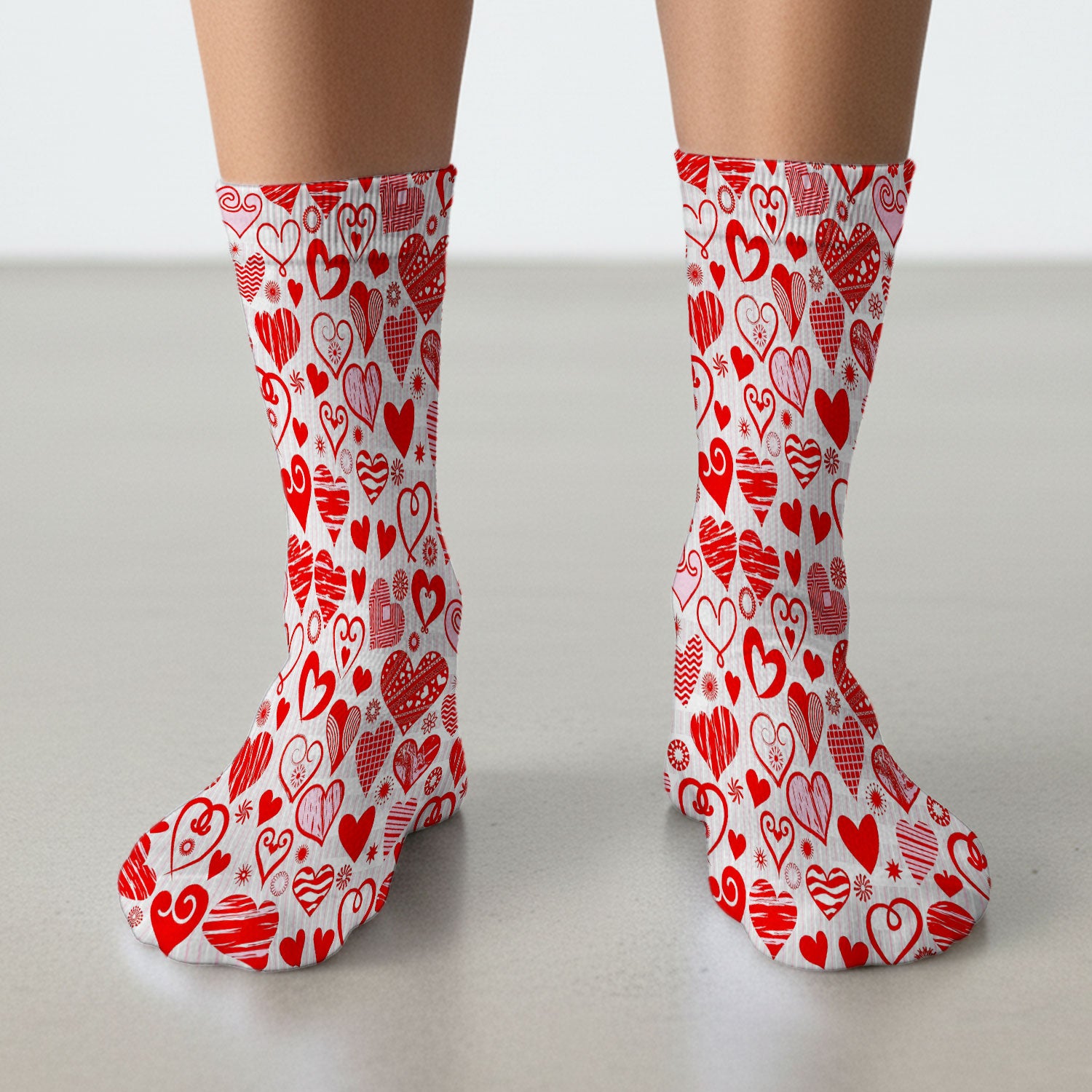 Hearts Scrub Socks For Nursing, Valentine Heart Pattern Nurse Sock, Comfortable Scrubs For Nurses