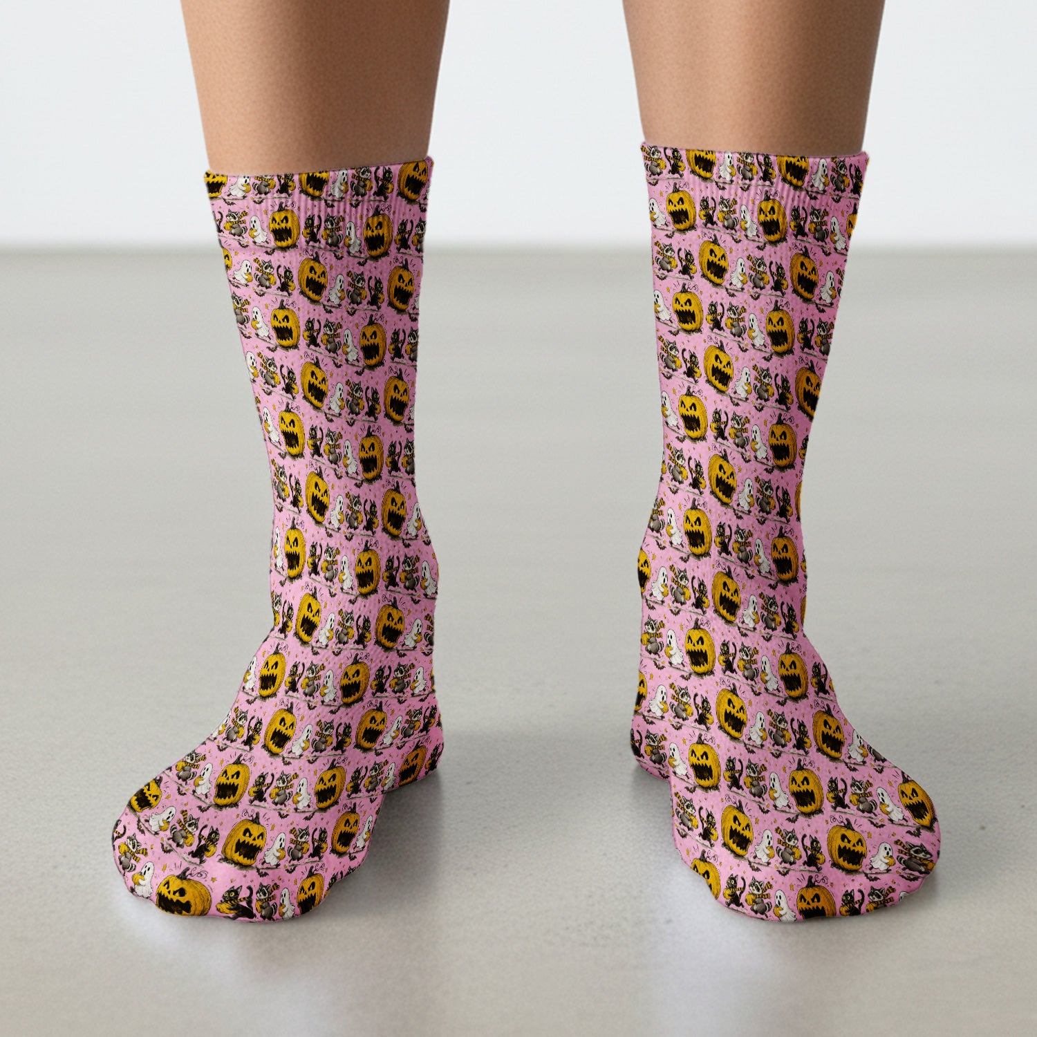 Spooky Halloween Woodland Critters Pattern Socks, Adult Socks for Men and Women