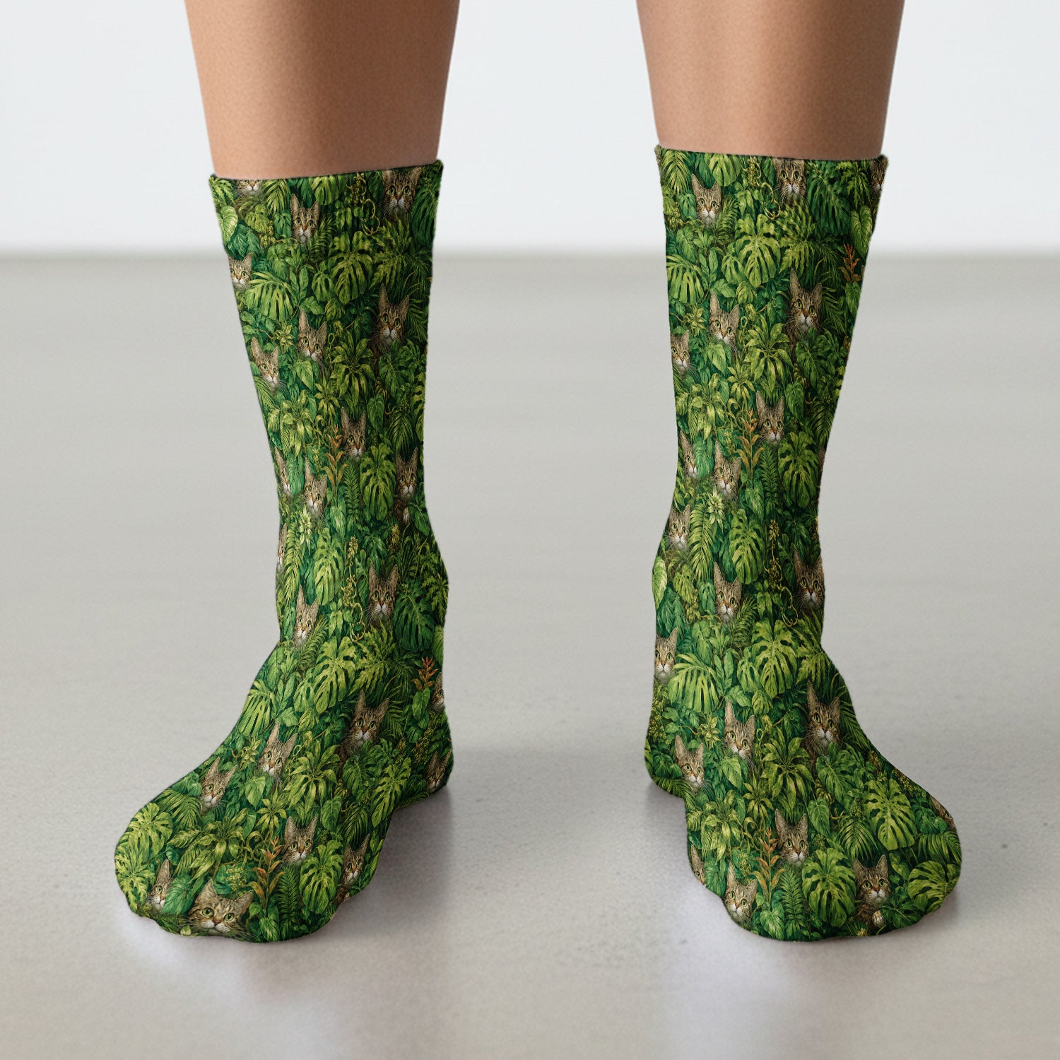 Hidden Jungle Cat Veterinary Nurse Pattern Socks, Adult Socks for Men and Women
