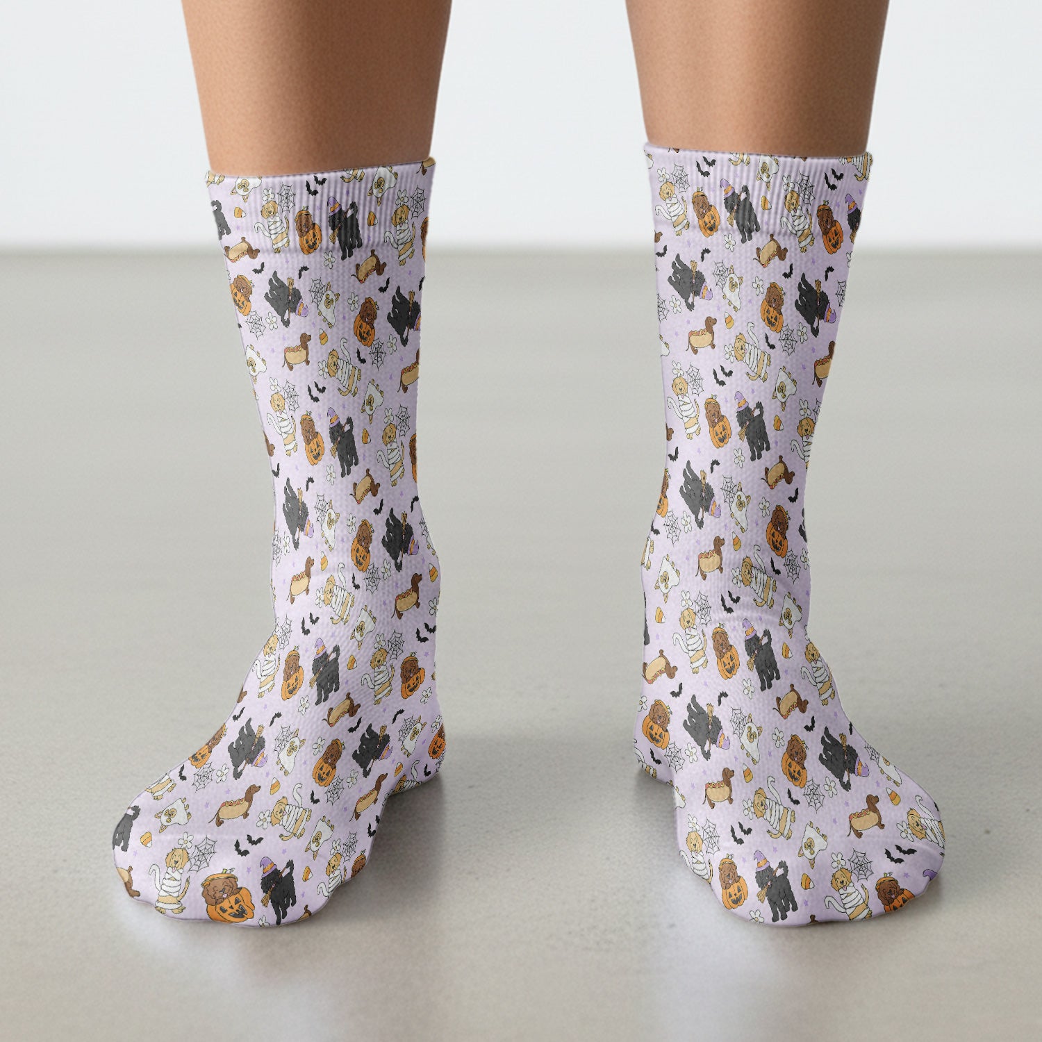 Cute Halloween Costumed Pets Socks, Adult Socks for Men and Women