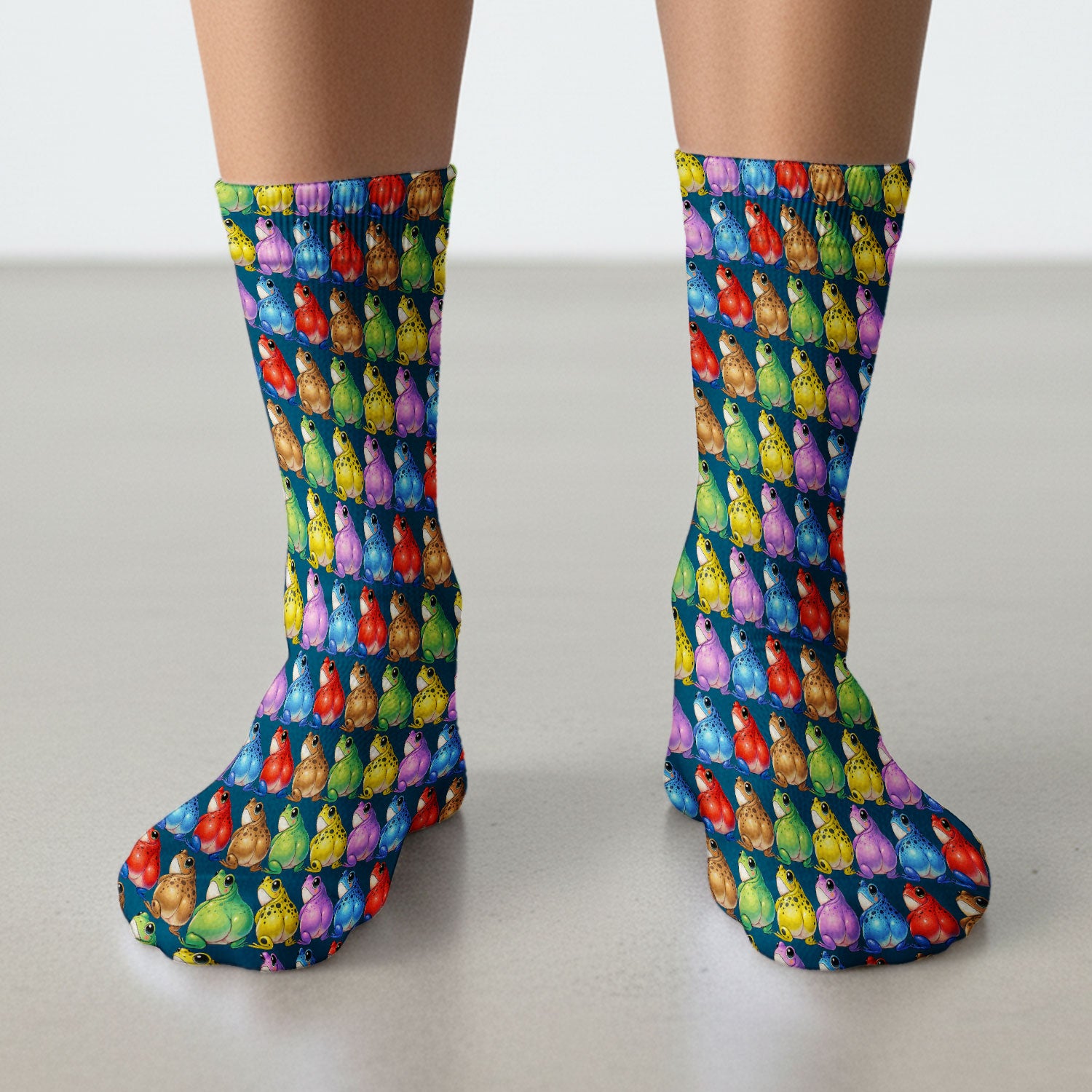 Funny Colorful Frogs Pattern Socks, Adult Socks for Men and Women