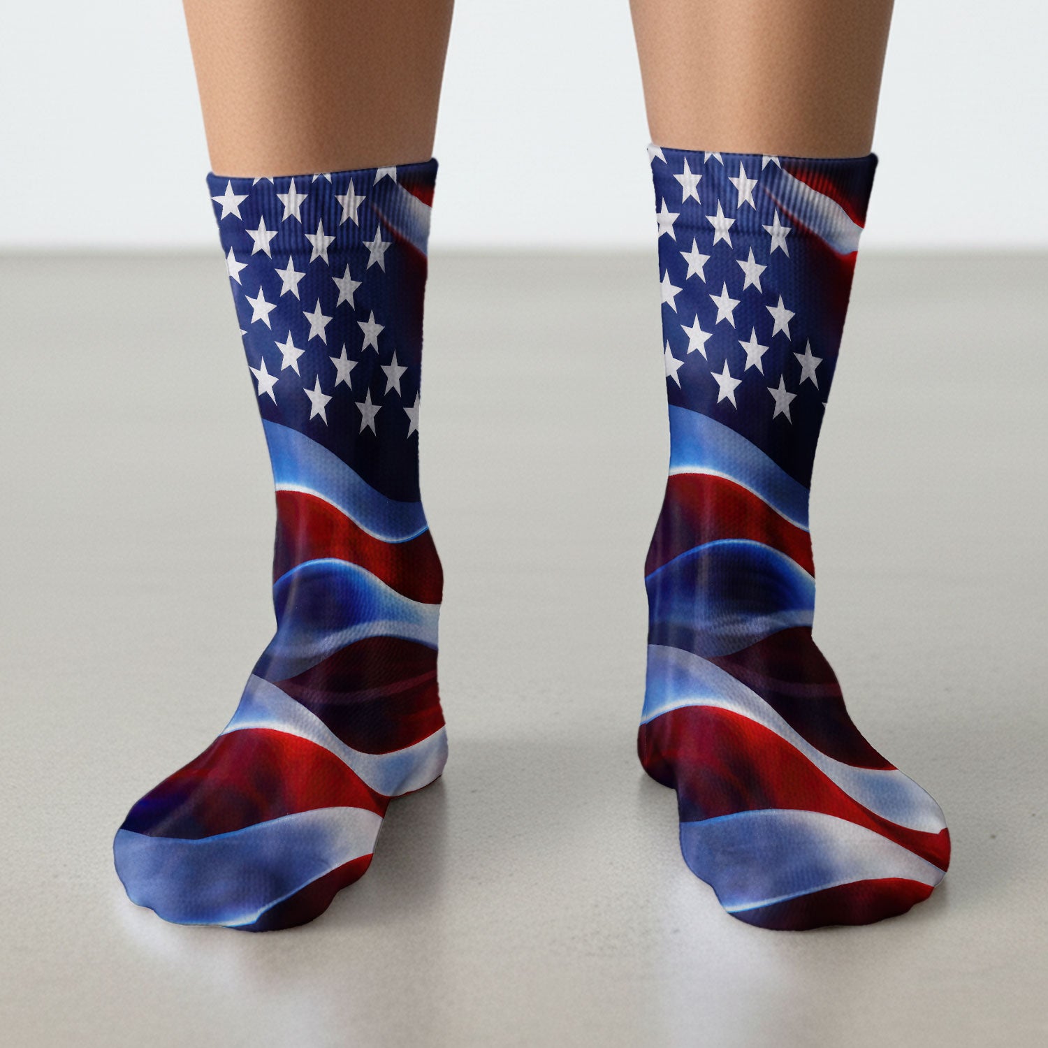 American Flag Stars Stripes Pattern Nurse Socks, Adult Socks for Men and Women