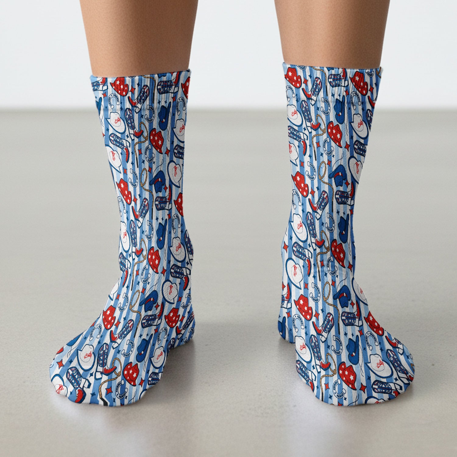 Western Cowboy Boots And Hats Print Socks, Adult Socks for Men and Women