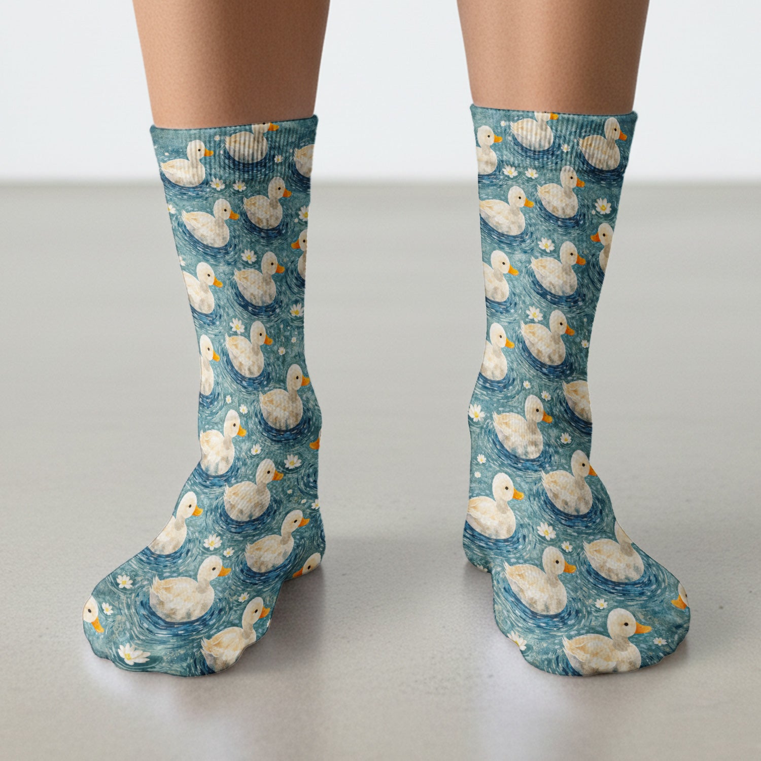 Charming Duck Pond Socks, Adult Socks for Men and Women