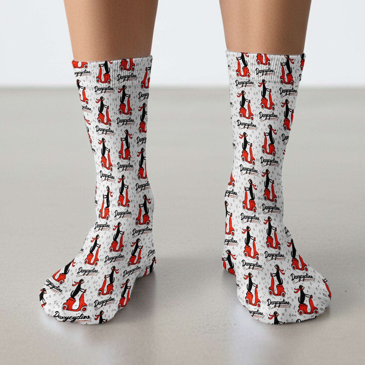 Funny Dachshund Riding Scooter Doxycycline Socks, Socks for Nurse Doctor