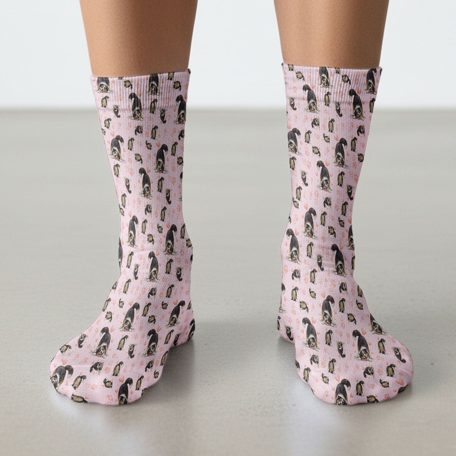 Playful Dog Heart Medical Print Socks, Breathable Fabrics Medical Uniform