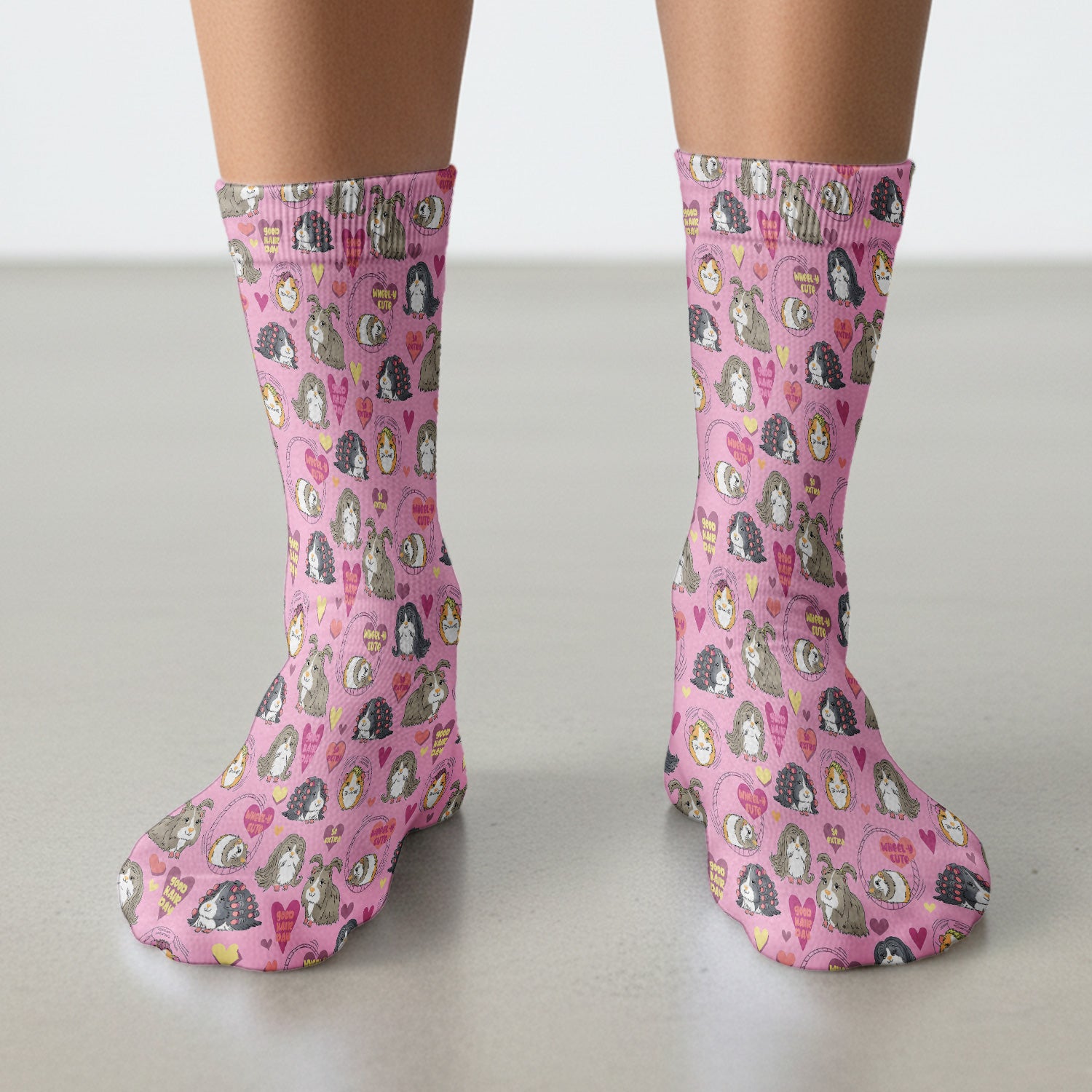 Cute Guinea Pig Heart Pattern Socks, Adult Socks for Men and Women