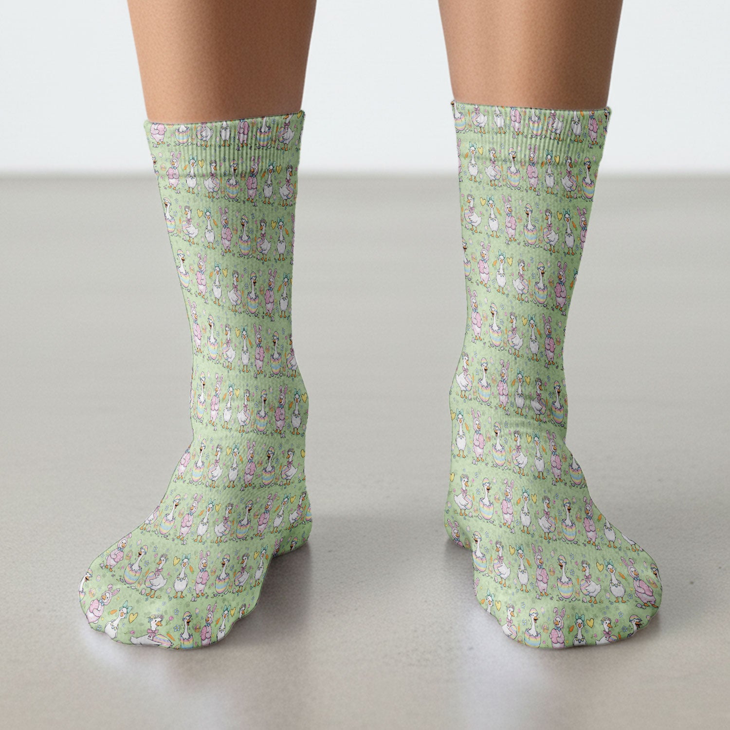 Easter Goose Bunny Egg Print Socks, Breathable Fabrics Medical Uniform