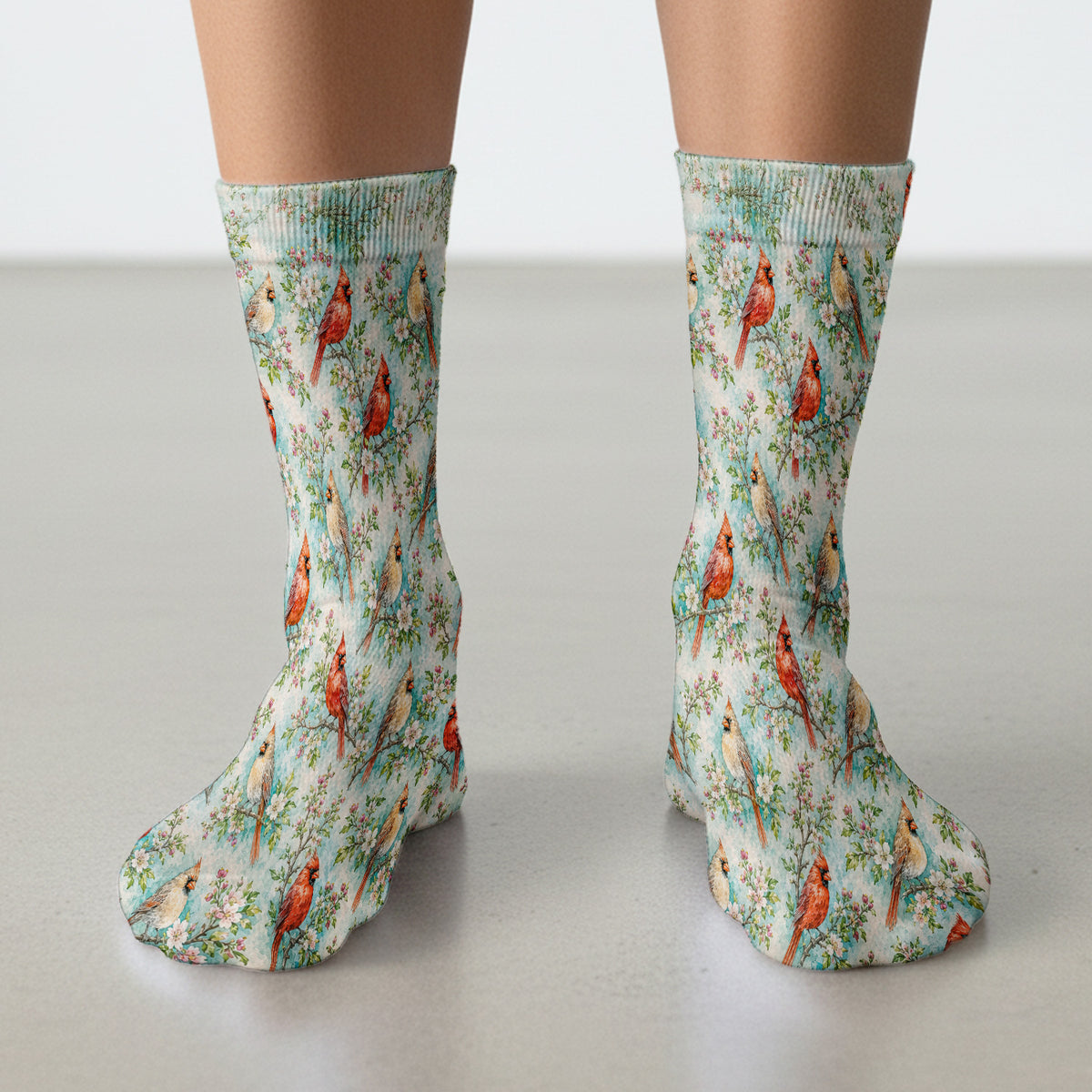 Cardinal Blossom Branch Pattern Socks, Adult Socks for Men and Women